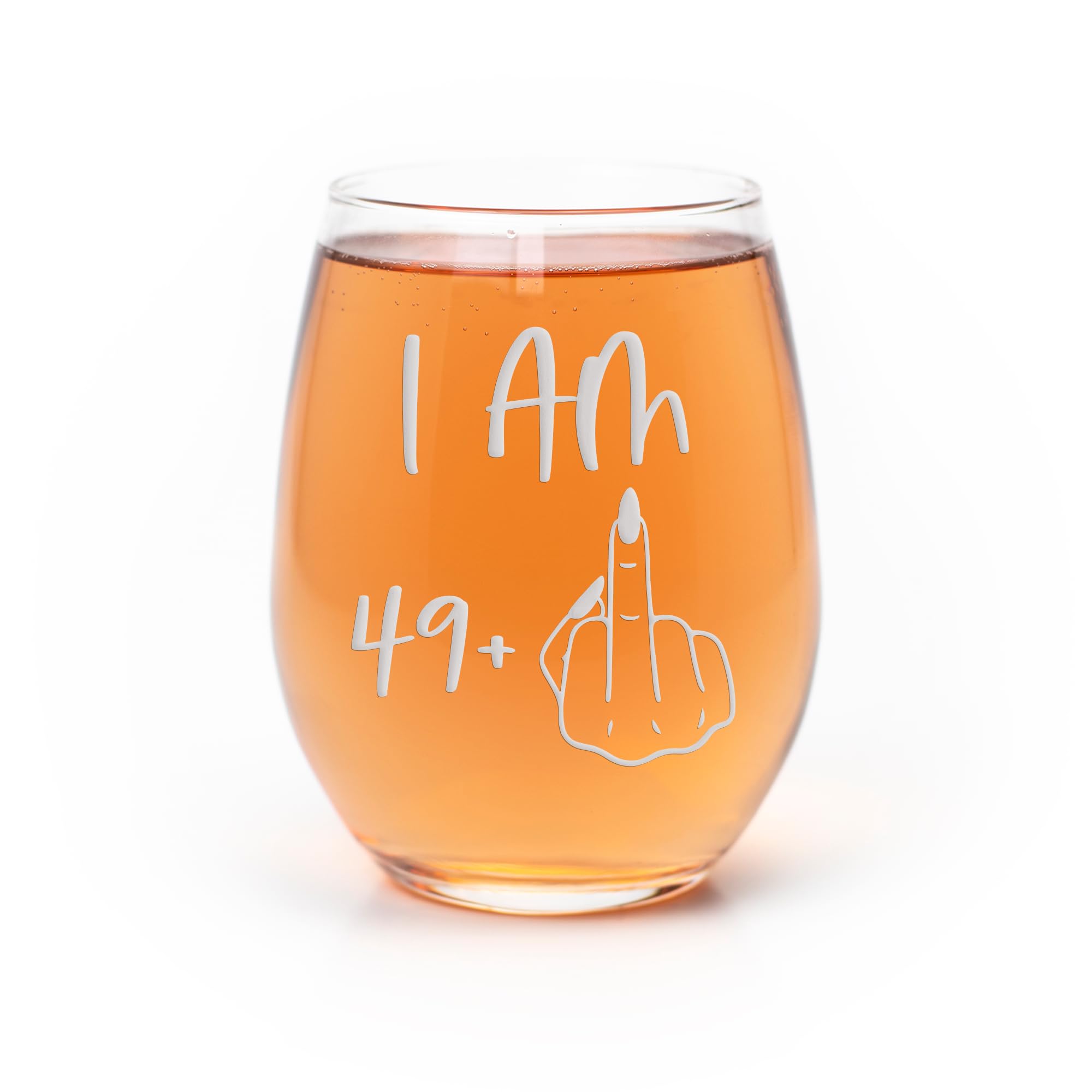 49 Plus 50th Birthday Stemless Wine Glass - Elegant 50th Birthday Gift for Women | Funny Turning 50 Gag Gift | Perfect for Birthday Parties, Milestone Celebrations & Retirement Gifts