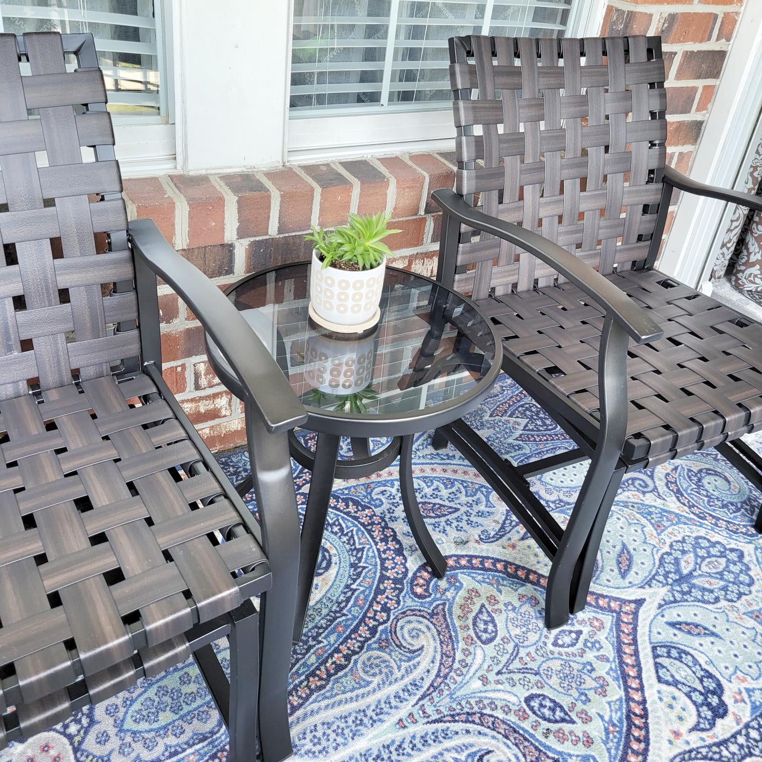 PHI VILLA 5-Piece Outdoor Patio Furniture Set with Cushioned Chairs, Ottoman & Coffee Table - Perfect for Backyard, Garden, Poolside & Deck Relaxation