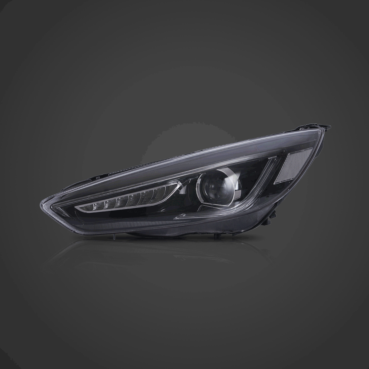 LED Headlight Assembly Dual Beam Projector Black for 2015-2018 Ford Focus 3rd Gen Mark III Facelift - Upgrade Your Night Driving Safety & Style