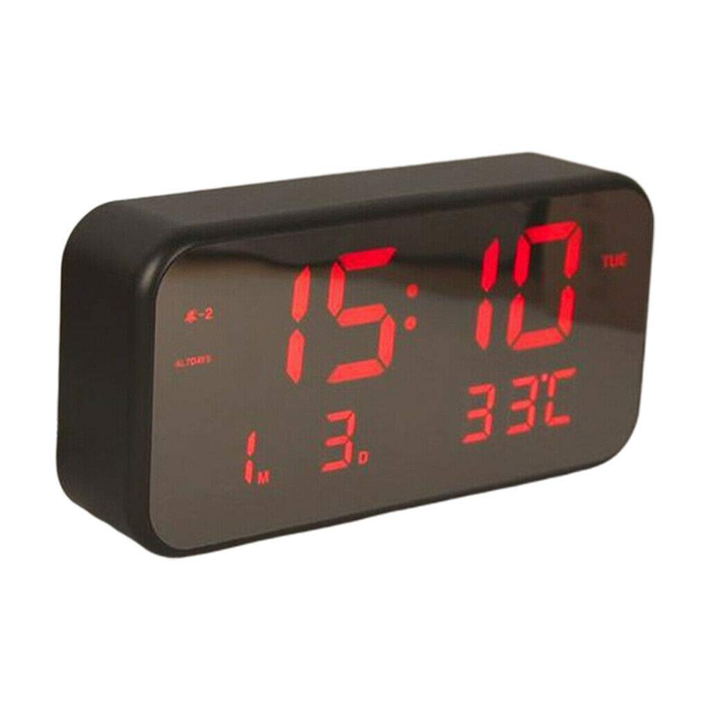 Silent Non-Ticking Digital Alarm Clock with Color Changing Night Light - Modern Home & Office Desk Clock (Black/White Light) for Bedroom, Nursery, Dorm & Gift Giving