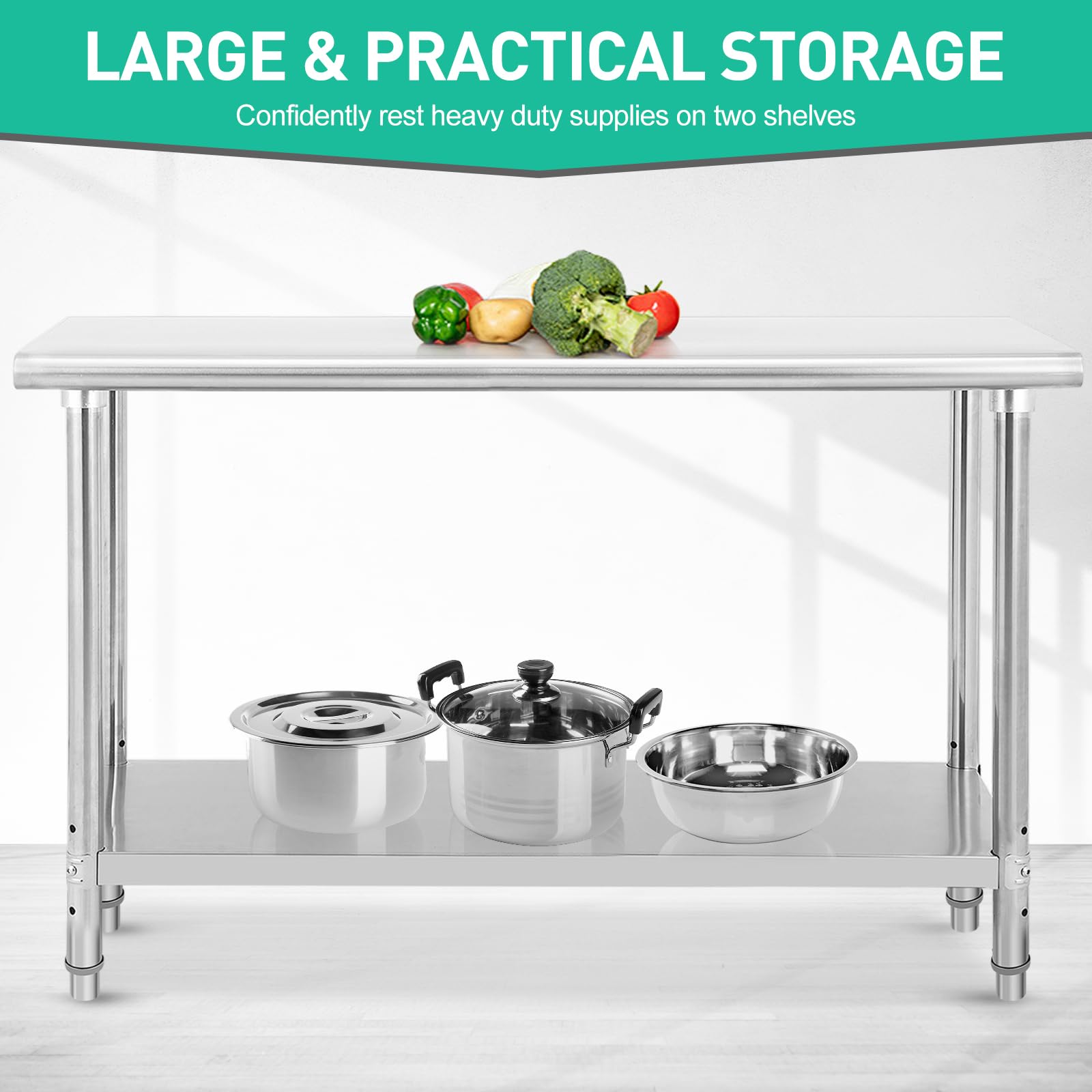 NSF Certified 72x30x35 Inch Stainless Steel Commercial Prep Table with Undershelf - Heavy Duty Food Preparation Workstation for Restaurant, Kitchen, Hotel & Catering | Ideal for Chopping, Baking & Food Service