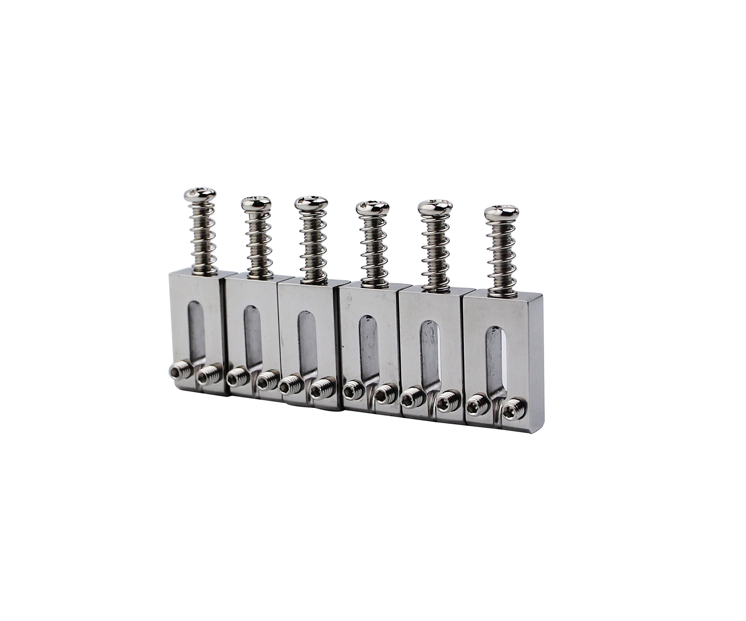 Guyker 10.5MM Stainless Steel Polished Guitar Bridge Saddles (6-Pack) - Modern Tremolo Bridge Replacement for Strat/ST Electric Guitars - Perfect for Guitar Upgrades, Repairs & Professional Performances