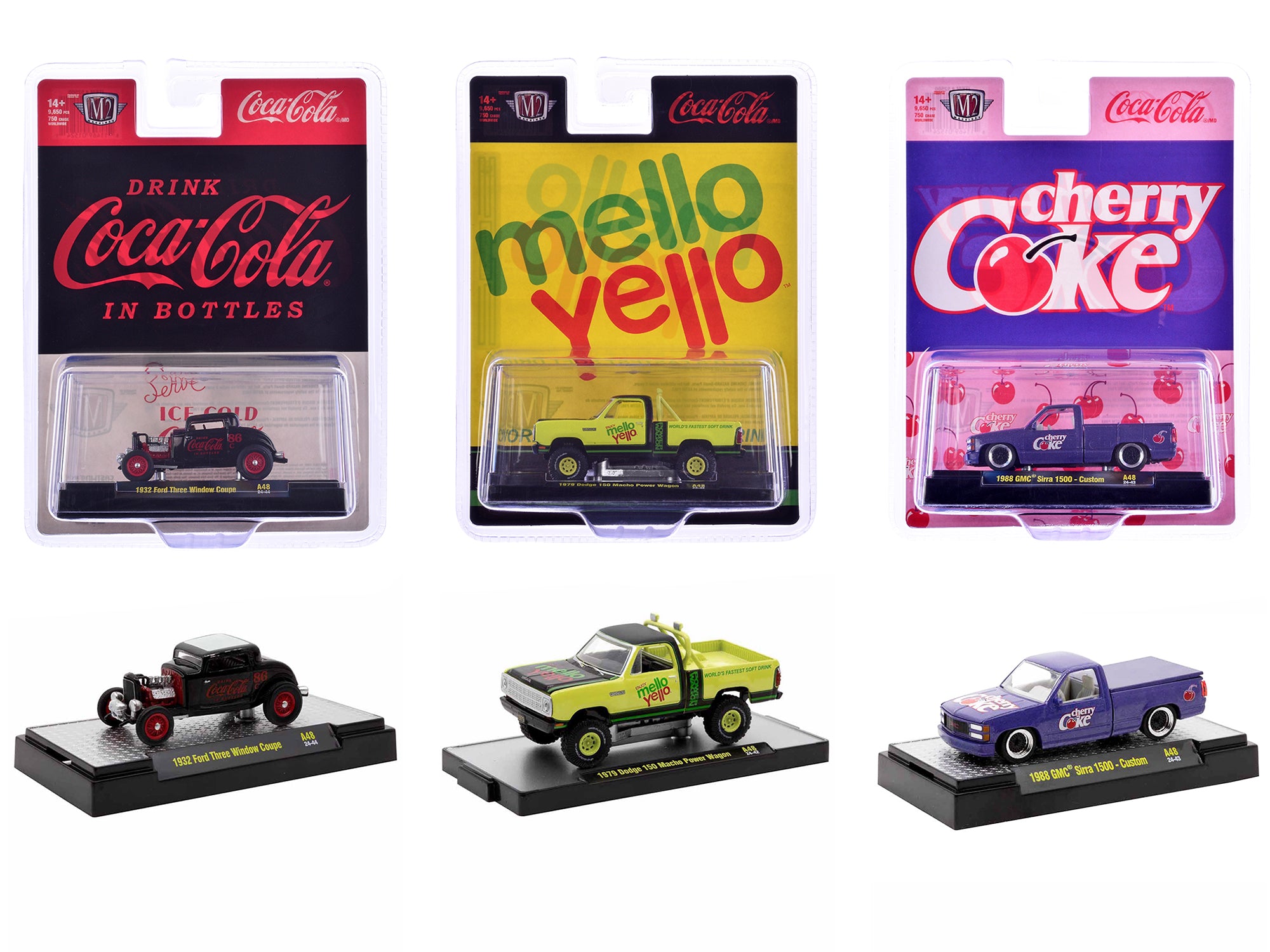 Limited Edition M2 Machines 1/64 Diecast Model Cars - Sodas Set of 3 Pieces (Release 48, Only 9650 Worldwide) - Perfect for Collectors, Display, and Gift Giving