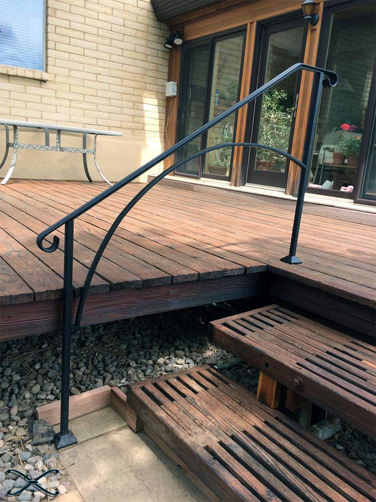 Iron X Handrail Arch #4 for Wood or Composite Steps - Durable Outdoor Stair Railing for Decks, Porches, and Patios