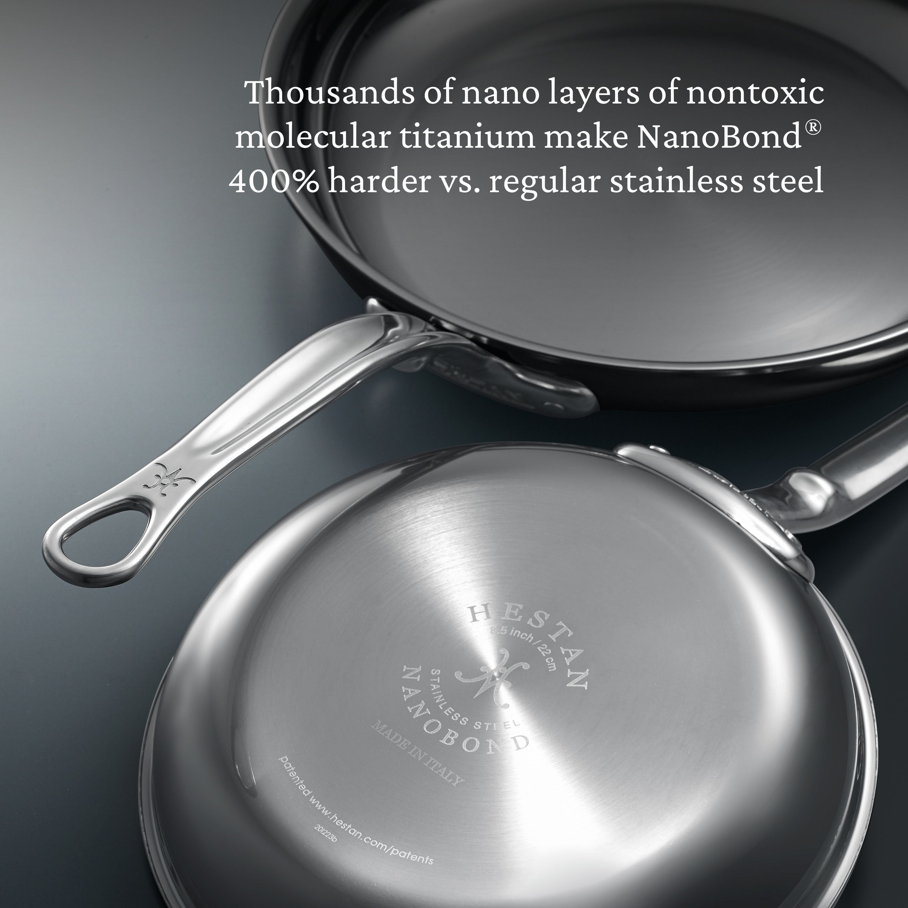 Hestan Nanobond Nonstick Open Skillet - 12 Inch Premium Cookware for Induction, Gas & Electric Stoves - Perfect for Searing, Frying & Sauteing in Professional & Home Kitchens