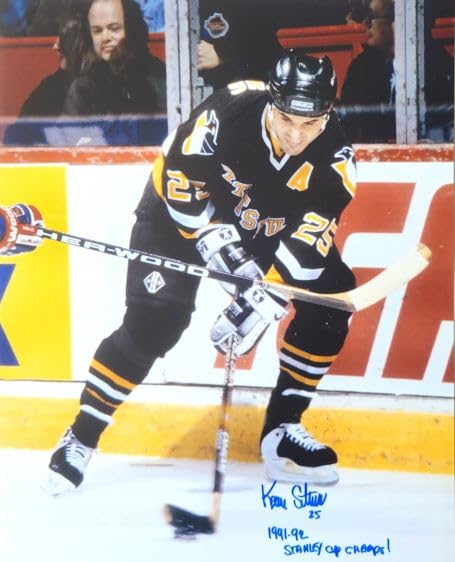 Autographed Kevin Stevens 16x20 Pittsburgh Penguins Photo - Signed Hockey Memorabilia - Perfect for Sports Fans, Collectors & Man Cave Decor