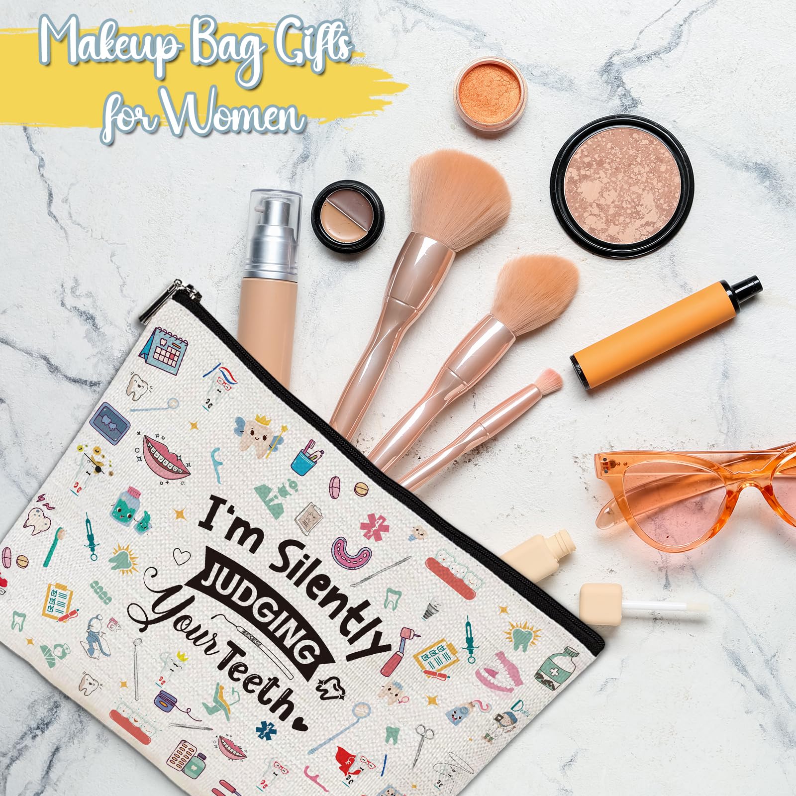 Dental Hygienist Gift for Women - Zippered Makeup Bag for Dental Assistants & Students | Perfect Dentist Appreciation & Graduation Gift | Ideal for Work, Travel & Daily Use