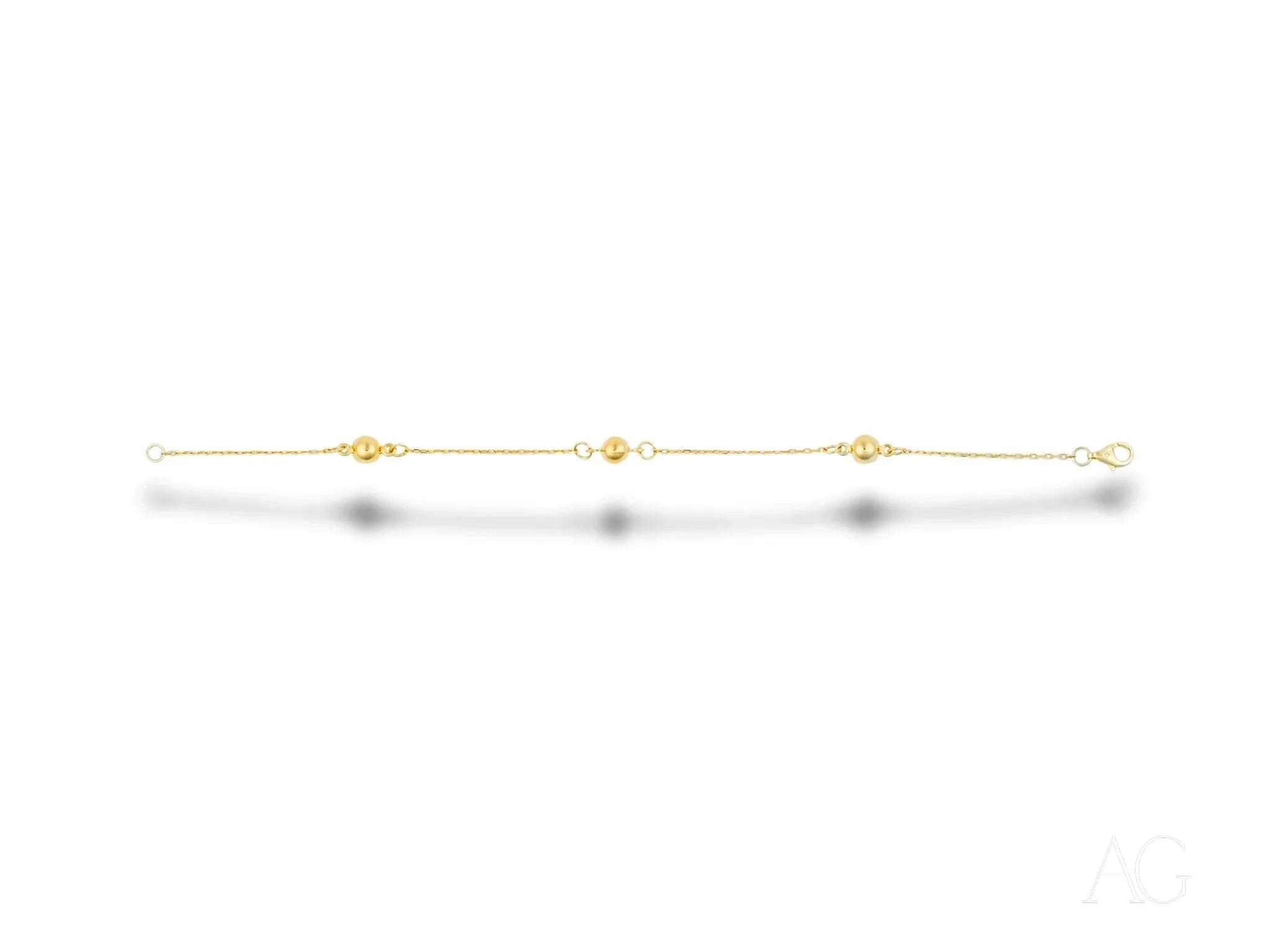 18K Gold Polished Sphere Bracelet - Elegant & Simple Jewelry for Women - Perfect for Weddings, Parties & Everyday Wear
