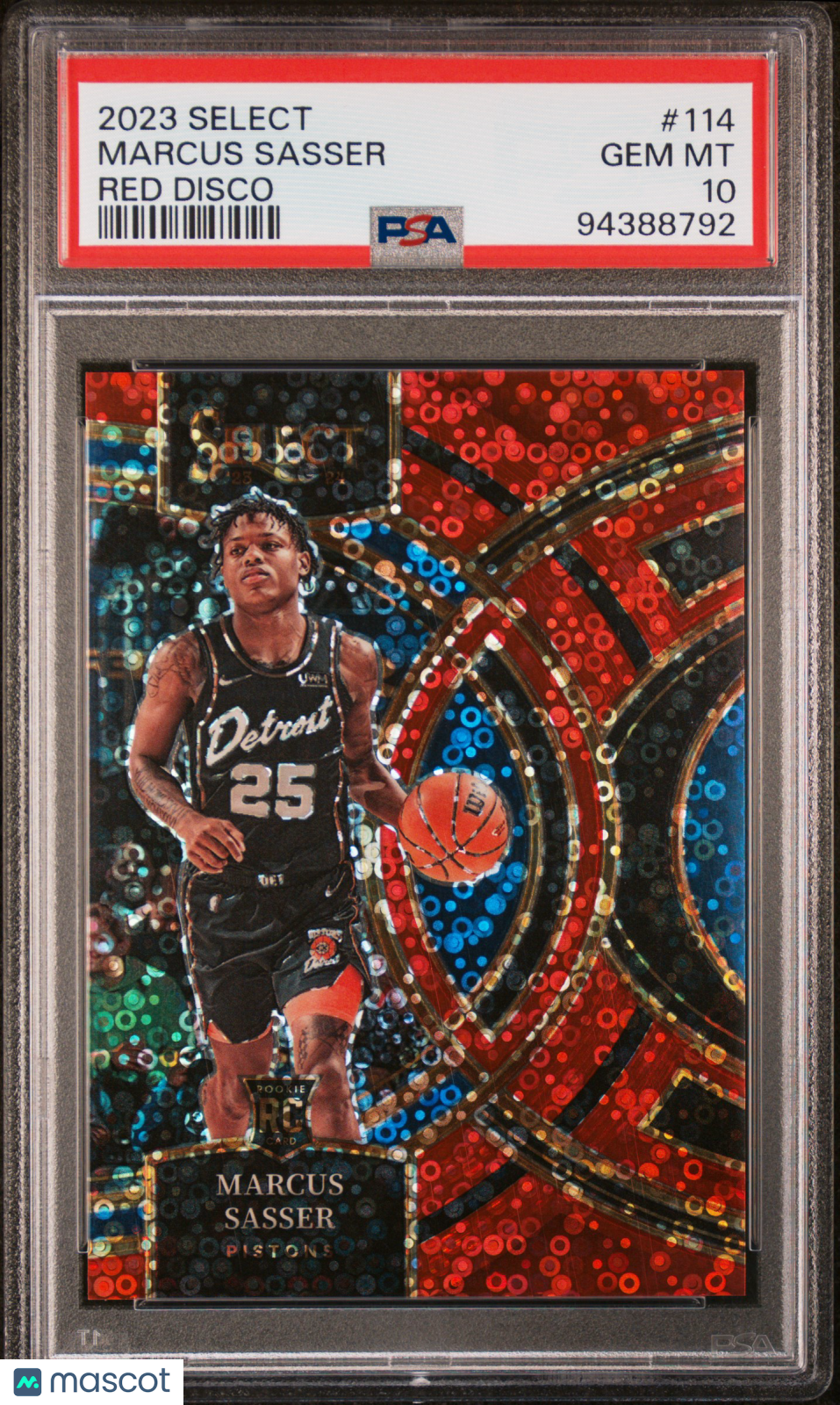 2023 Panini Select Marcus Sasser 23/49 Red Disco #114 PSA 10 Graded Basketball Card - Rare Collectible for NBA Fans & Sports Memorabilia Enthusiasts - Perfect for Display, Trading, and Investment