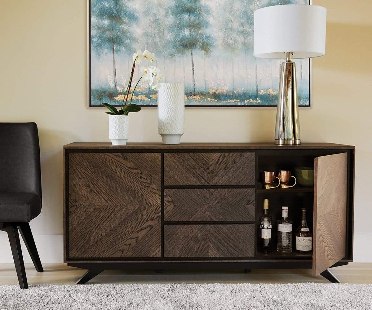 Modern Raynor Sideboard Buffet Cabinet with 2 Doors & 4 Drawers - Solid Wood Storage Console for Dining Room, Living Room & Entryway - Perfect for Organizing Dishes, Linens & Home Decor