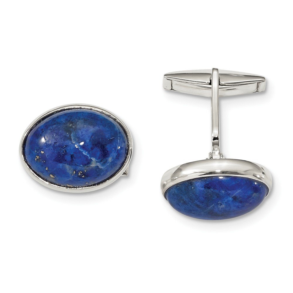 Sterling Silver Lapis Lazuli Cabochon Cufflinks for Men - Elegant Dress Accessories for Weddings, Business & Formal Events