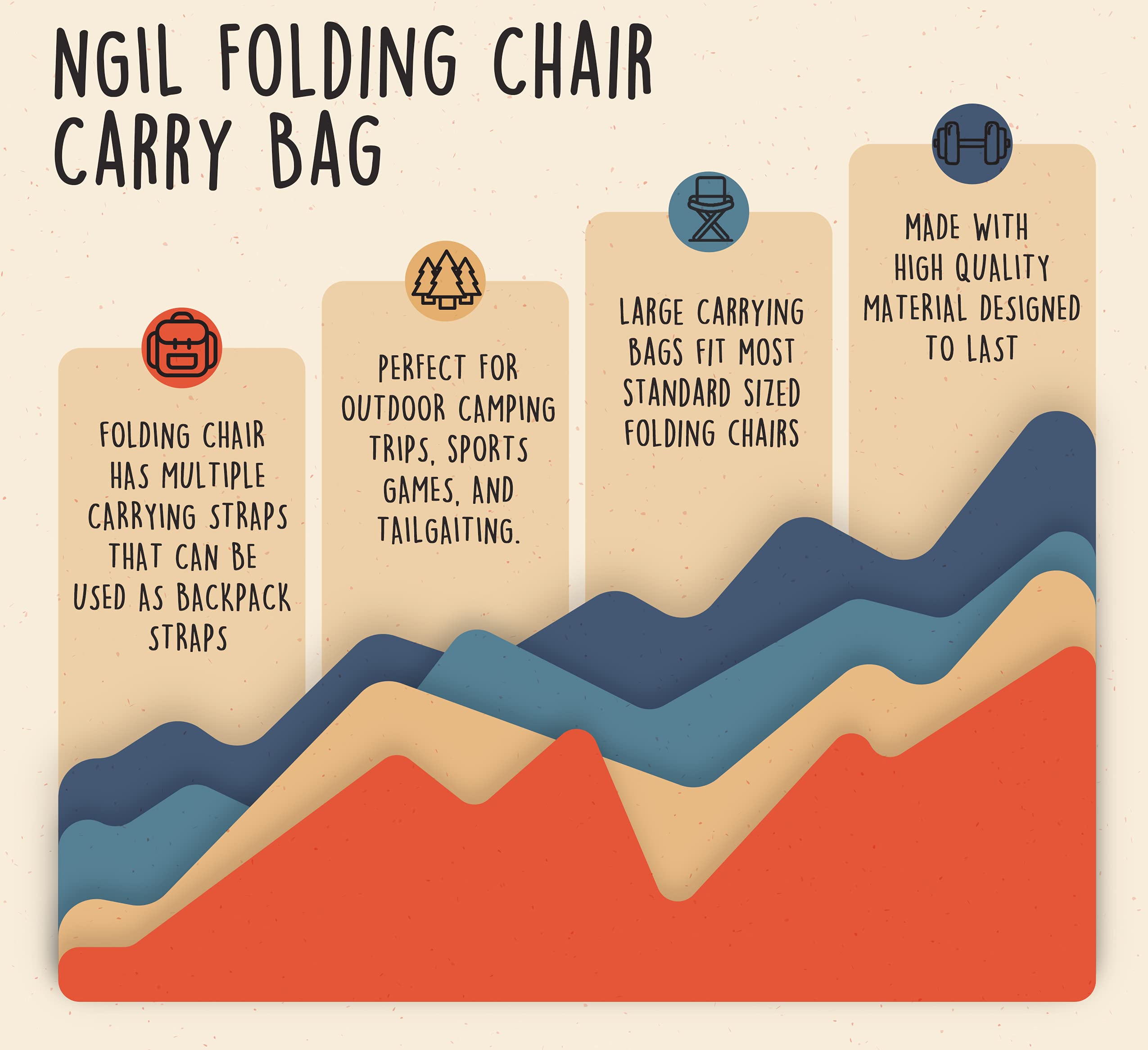 NGIL Camp Folding Chair Carry Bag - Replacement Storage Cover for Outdoor Camping Chairs | Durable Nylon Carrying Case for Adults | Perfect for Beach, Picnic, Hiking & Backyard Use (Chair Not Included)