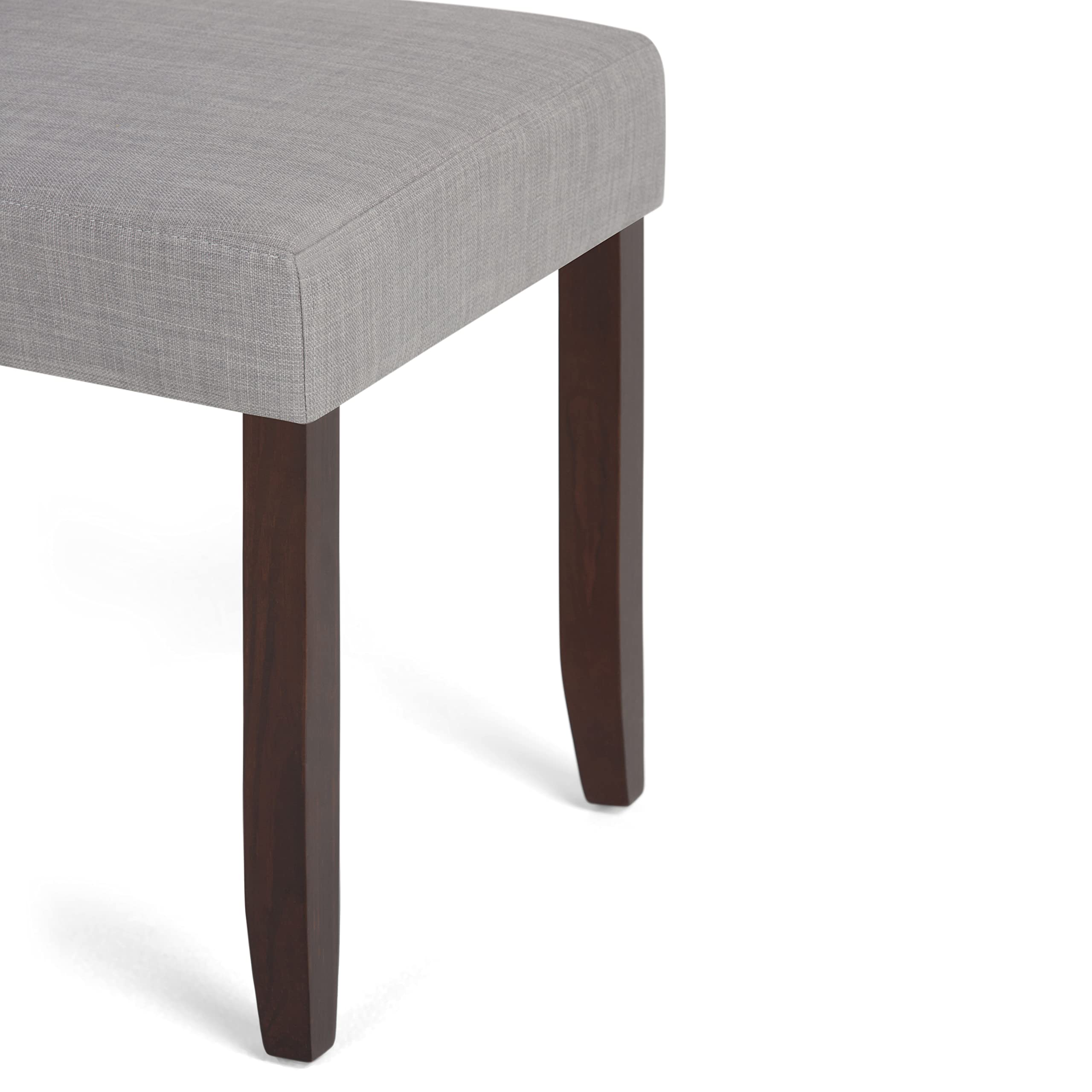 SIMPLIHOME Acadian Parson Dining Chairs Set of 2 - Solid Wood Frame, Linen-Look Upholstery in Dove Grey - Transitional Style Dining Room Chairs 22.4