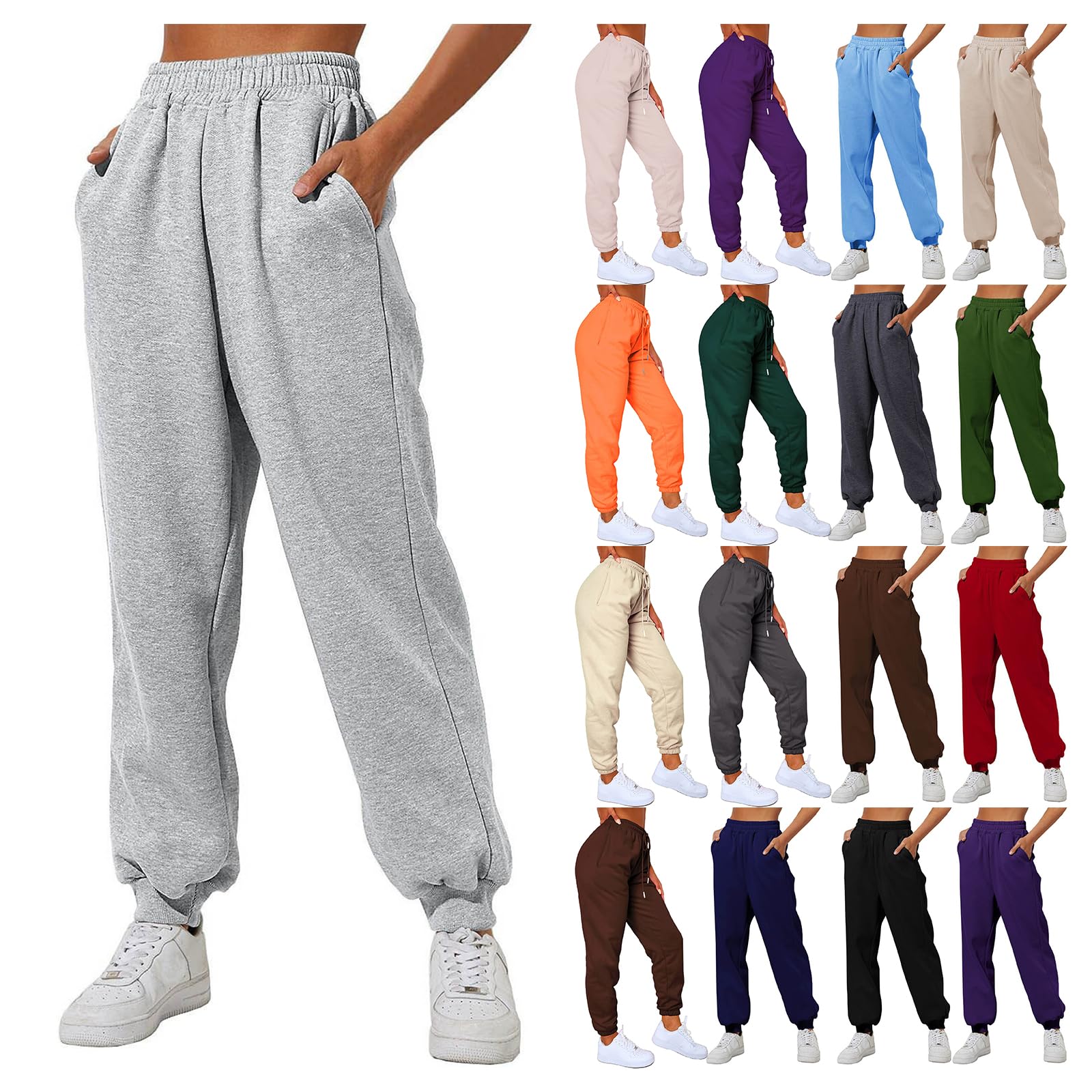 2024 Women's High Waisted Sweatpants - Fashion Drawstring Joggers with Cinch Bottom for Workout & Fall Outfits | Comfortable Lounge Pants for Yoga, Running & Casual Wear