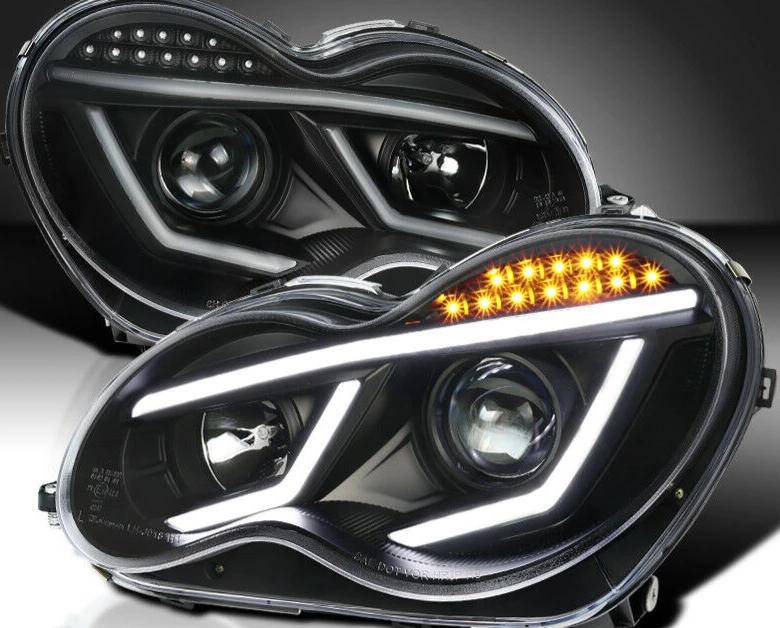 2001-2007 Mercedes C-Class W203 LED Projector Headlight Housing Kit - Black - Upgrade for Night Driving & Enhanced Style