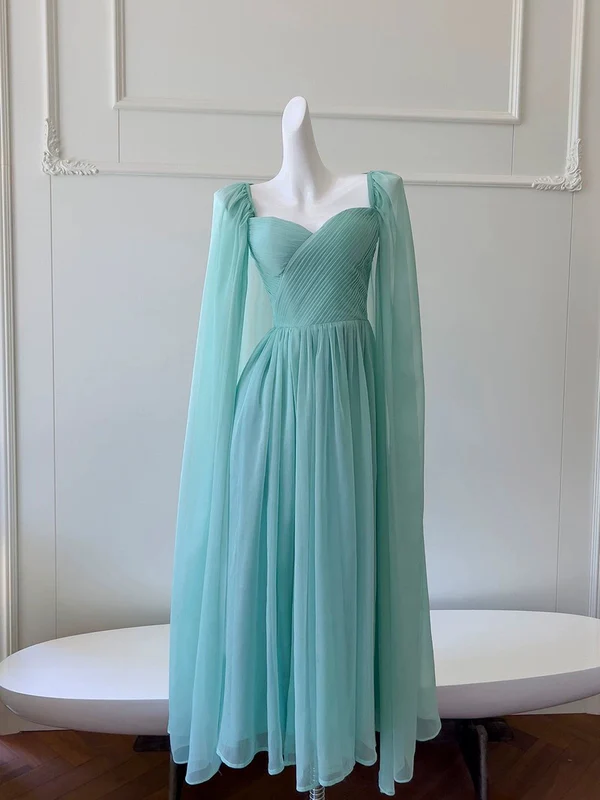 Elegant A-Line Green Chiffon Prom Dress J4297 - Formal Evening Gown for Homecoming, Wedding Guest & Special Occasions