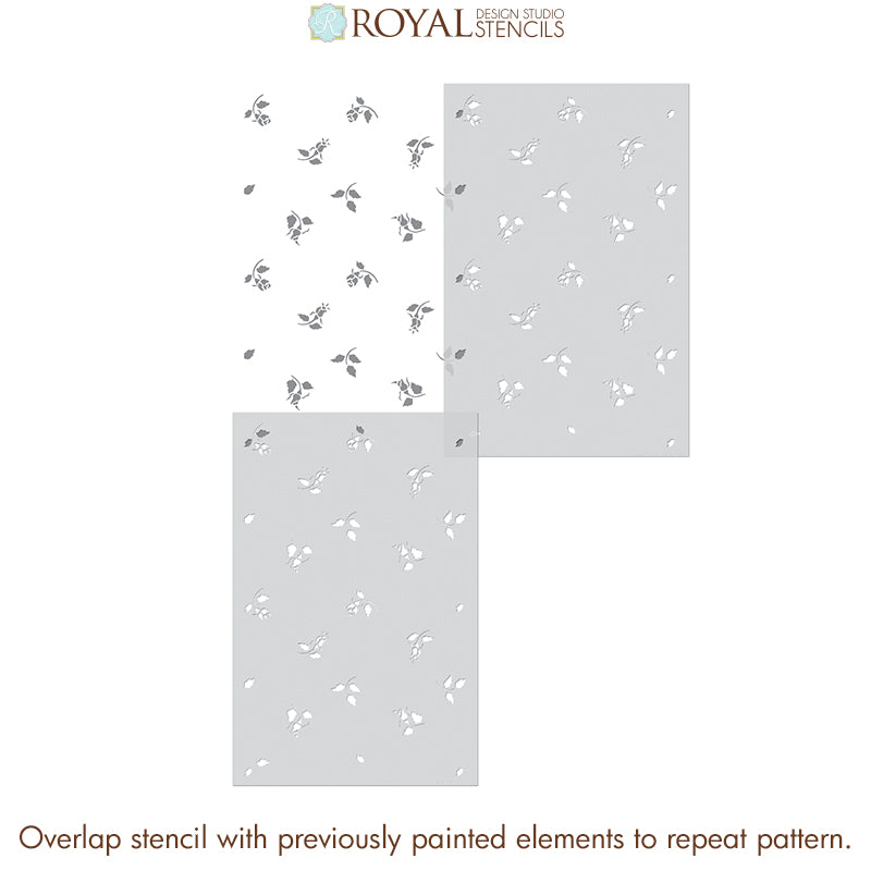 Rose Buddies Floral Stencil Set for Furniture & Wall Decor - DIY Home Painting & Craft Projects