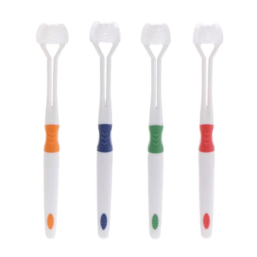 4-Pack Ultra Soft Bristle 3-Sided Toothbrushes for Adults - Gentle Deep Cleaning for Sensitive Teeth & Gums - Perfect for Home, Travel & Oral Care Routine (One Size, Assorted Colors)