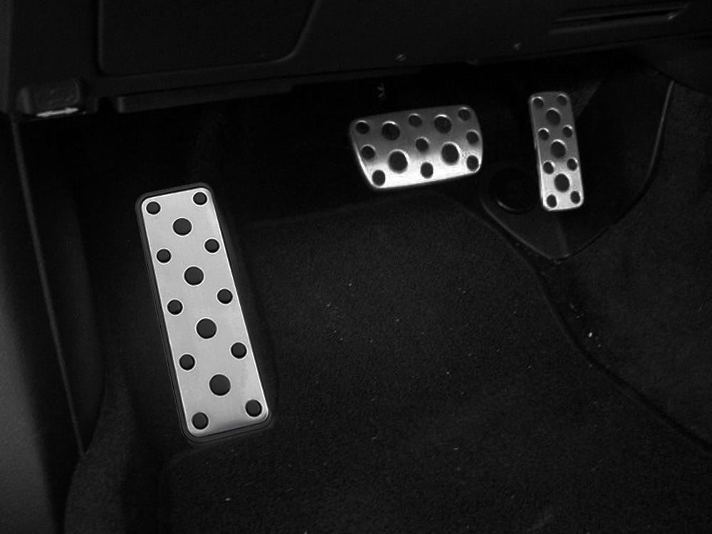 3-Piece Silver Track Design Foot Pedal Covers for Subaru Outback & Legacy - Non-Slip Racing Pedals for Enhanced Driving Safety & Performance (Perfect for Daily Commute & Sport Driving)