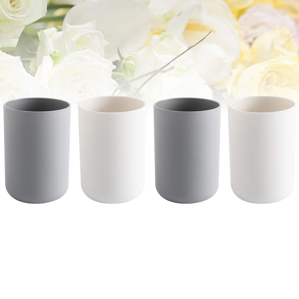Cabilock 4-Pack 300ML Toothbrush Holder Set - Bathroom Countertop Toothpaste Cup & Tumbler (2 Grey + 2 White) - Perfect for Organized Sinks, Dorm Rooms & Small Bathroom Spaces