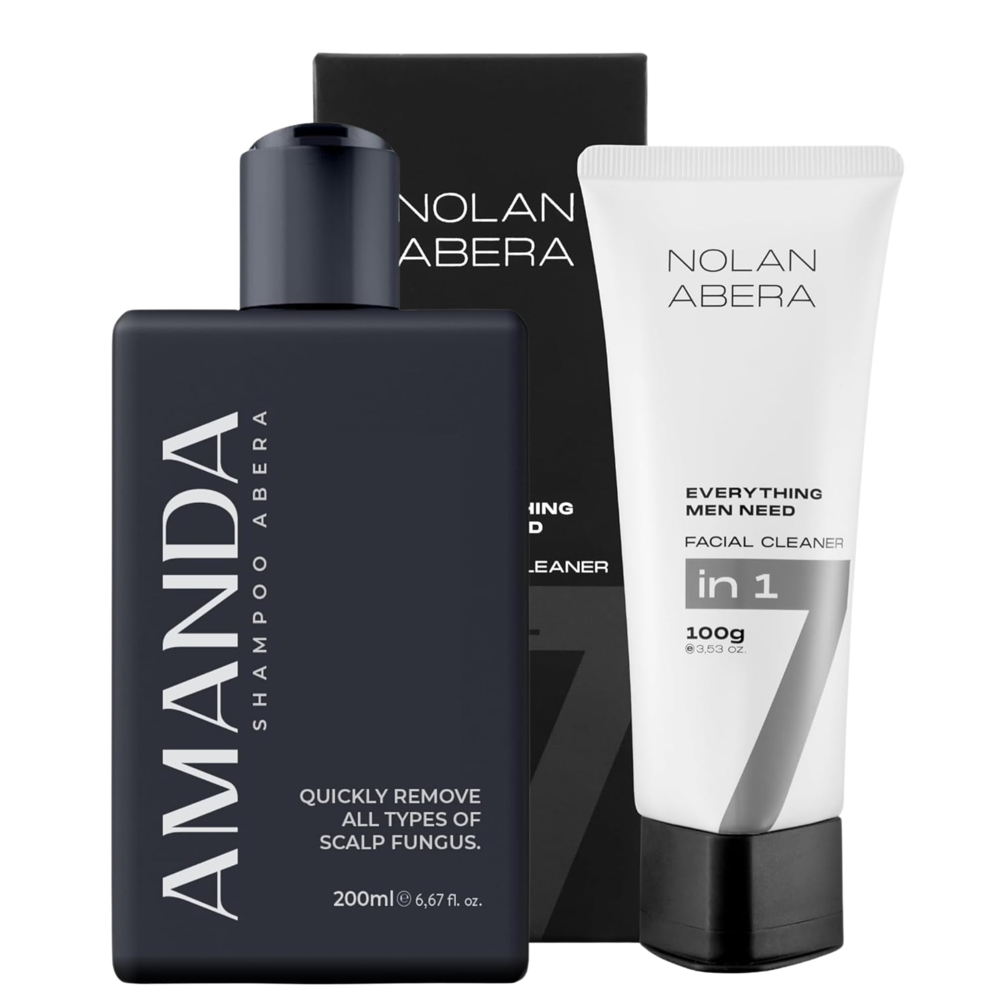 ABERA Amanda Anti-Dandruff Shampoo & Nolan Daily Facial Cleanser Set - Gentle Scalp Care & Deep Cleansing for Healthy Hair & Clear Skin - Perfect for Daily Hair Wash & Face Cleansing Routine