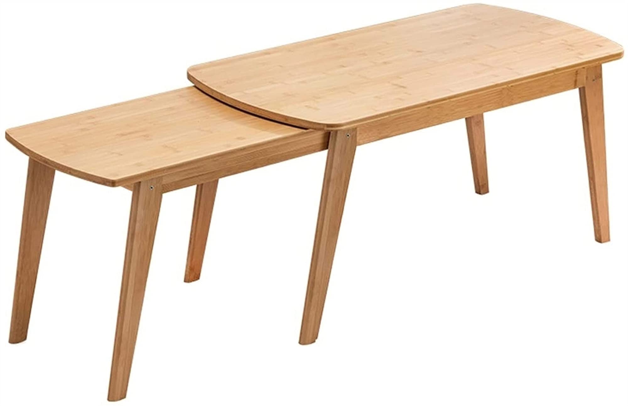 Nordic Retractable Bamboo Coffee Table - Adjustable Height, All Bamboo Construction, Modern Side Table for Living Room, Sofa End Table, Tea Table - Perfect for Small Spaces, Apartments & Cozy Home Decor (Primary Color)