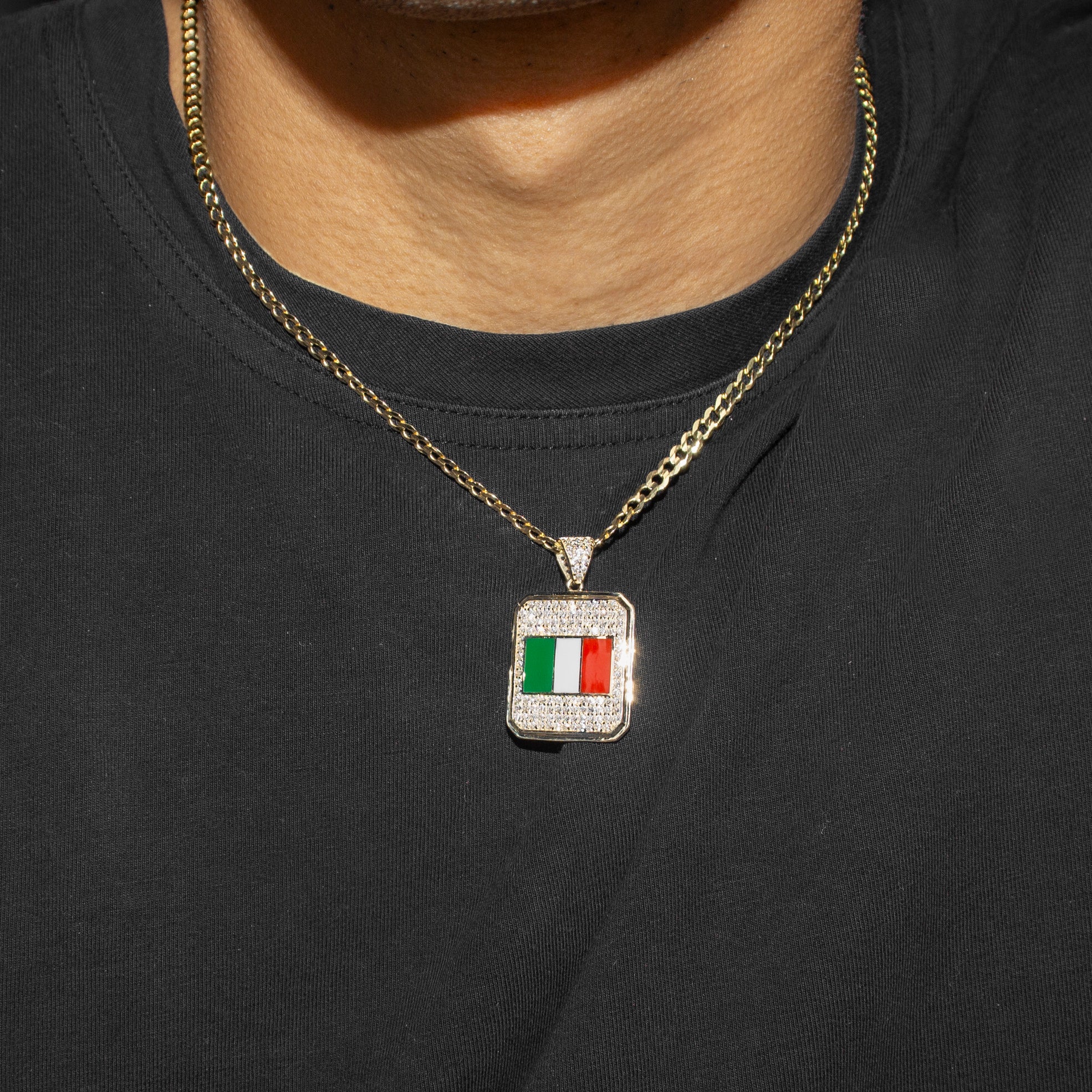 10K Yellow Gold Italy Flag Necklace for Women & Men - 5-12 Grams | Italian Pride Jewelry Gift for Birthday, Anniversary & Travel Lovers