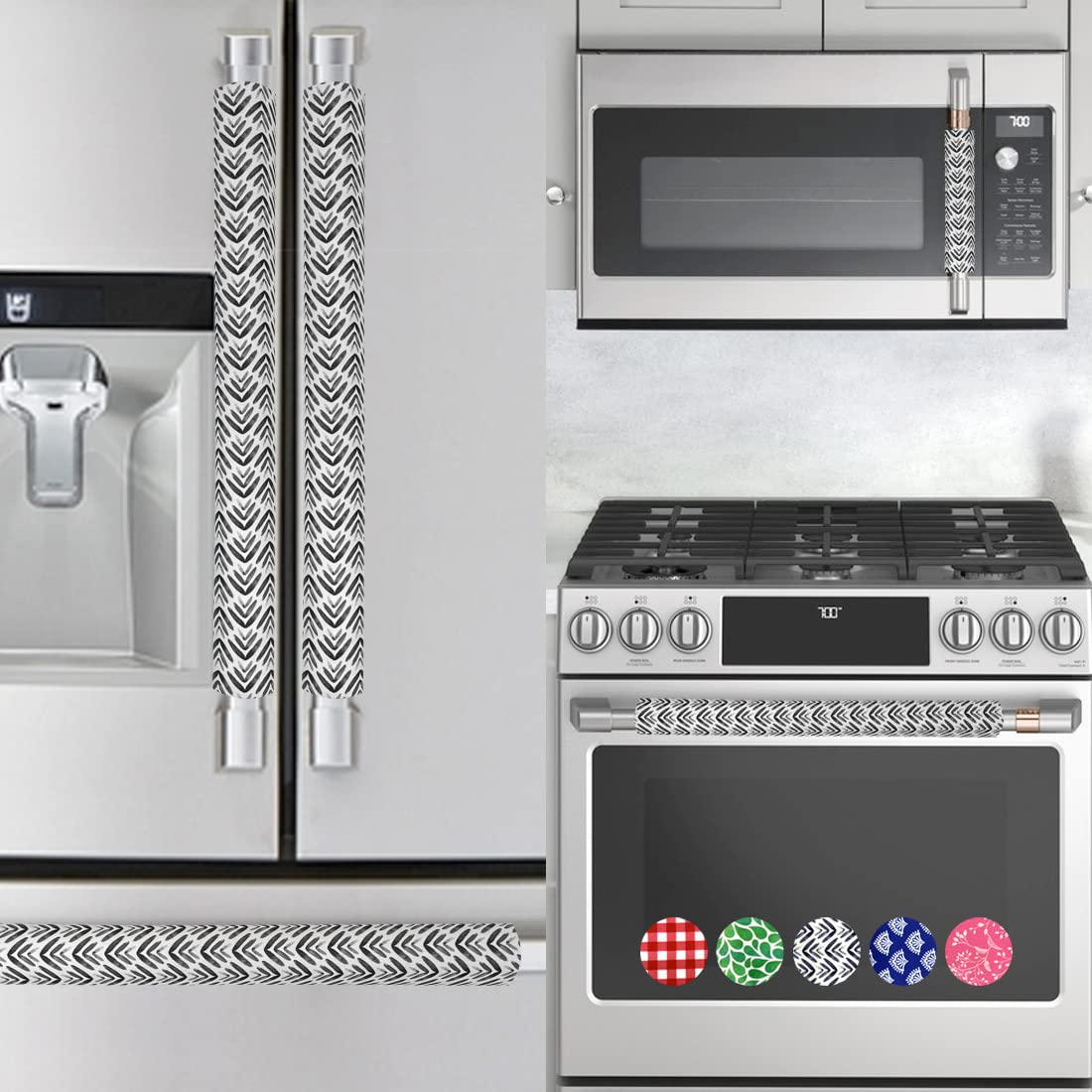 Rio Salto 5-Piece Refrigerator Door Handle Covers Set - Kitchen Decor & Appliance Accessories for Stove, Oven, Dishwasher, Microwave & Fridge - Playful Arrow Design - Protect & Decorate Your Kitchen
