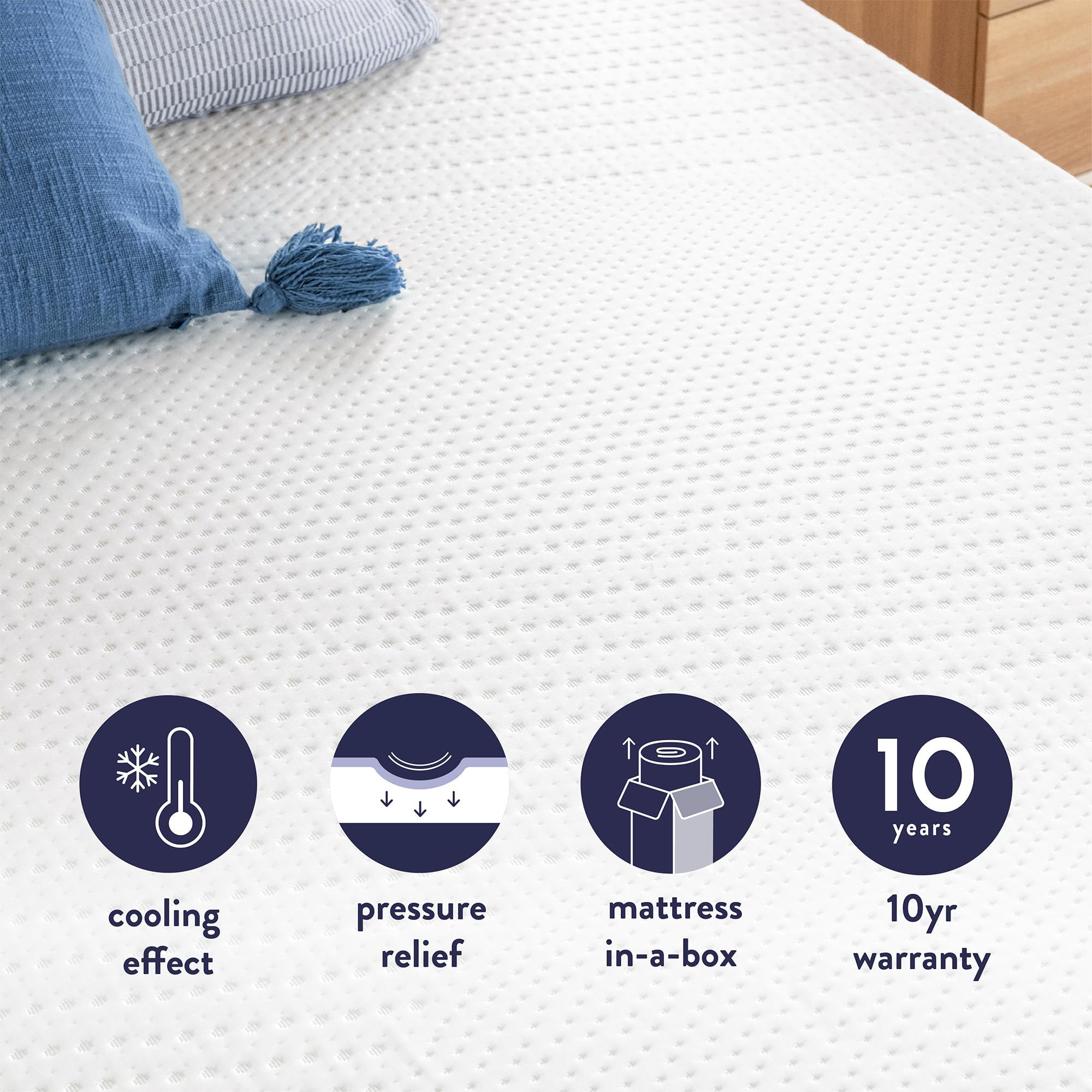 5 Inch Queen Cooling Gel Memory Foam Mattress - Medium Firm Support for Kids & Adults - Bed in a Box - Perfect for Guest Rooms, Dorms & Small Spaces