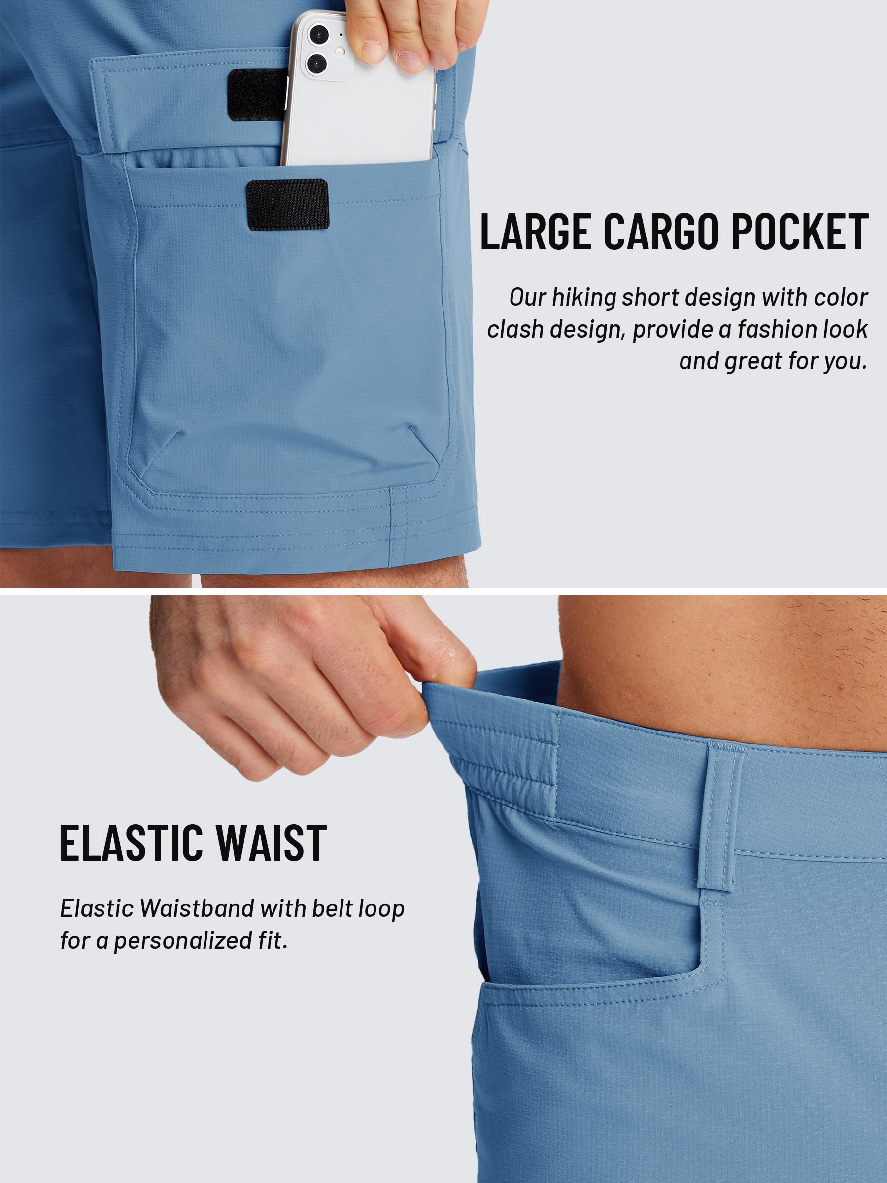 TACVASEN Men's Quick Dry Cargo Shorts - Lightweight Summer Outdoor Hiking & Work Shorts with Multiple Pockets (No Belt Included) - Perfect for Camping, Travel & Casual Wear