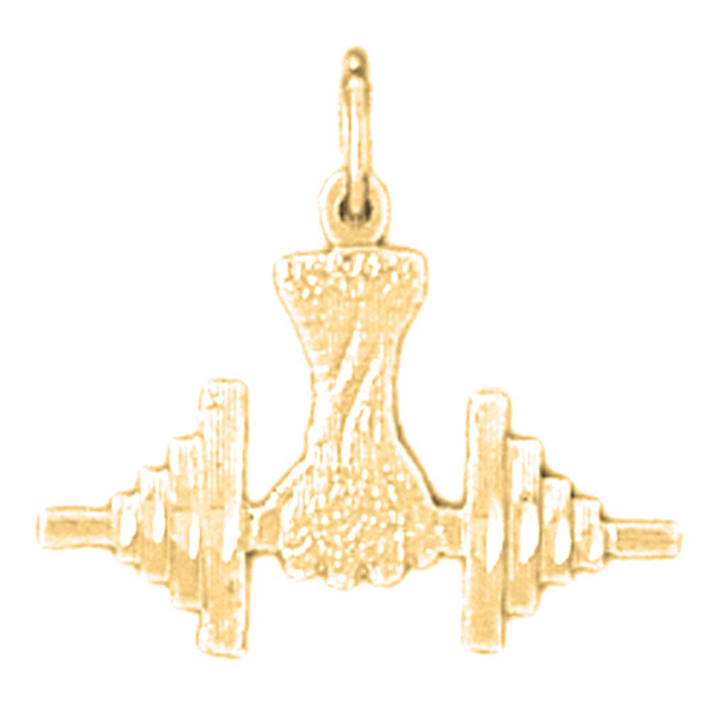 18K Yellow Gold Dumbbell Pendant Necklace for Men & Women - Handcrafted in USA - Perfect Gift for Gym Lovers & Fitness Enthusiasts - Ideal for Workouts, Sports & Everyday Wear