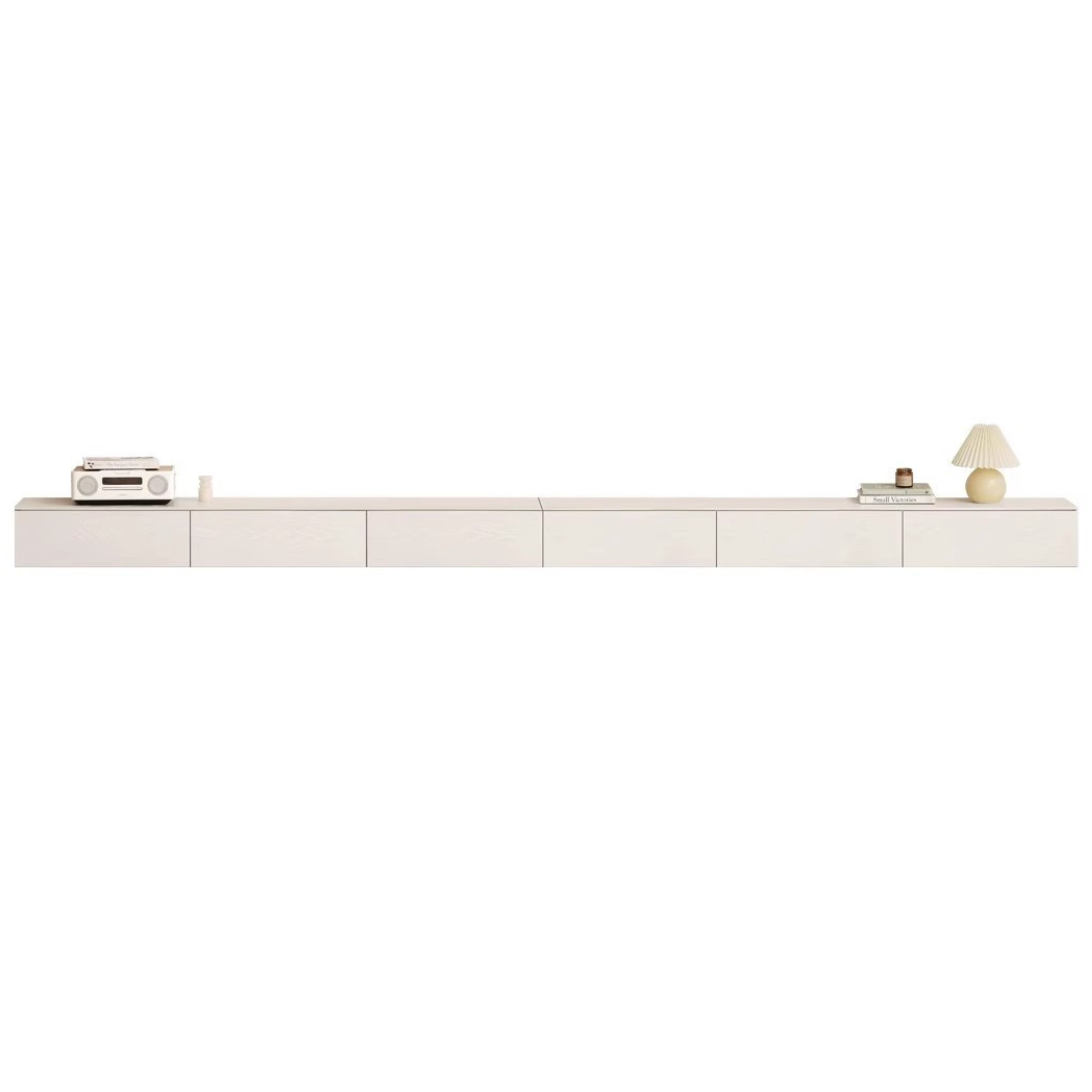 White Cream Oak Solid Wood Floating TV Stand - Modern Suspension TV Cabinet for Living Room, Bedroom & Home Theater Setup