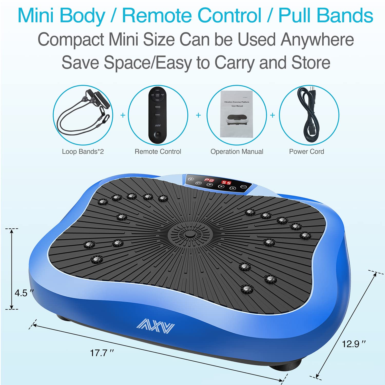 AXV Vibration Plate Exercise Machine - Whole Body Workout Platform for Weight Loss, Toning & Lymphatic Drainage | Home Gym Fitness Equipment for Women & Men | Perfect for Small Spaces & Post-Workout Recovery