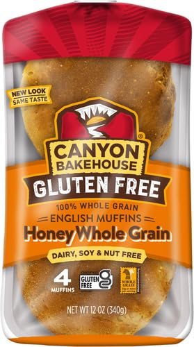 Canyon Bakehouse Gluten Free English Muffins, 12 Oz Pack - Healthy Breakfast Option for Allergies & Celiac Diet | Perfect for Toasting, Sandwiches & Brunch