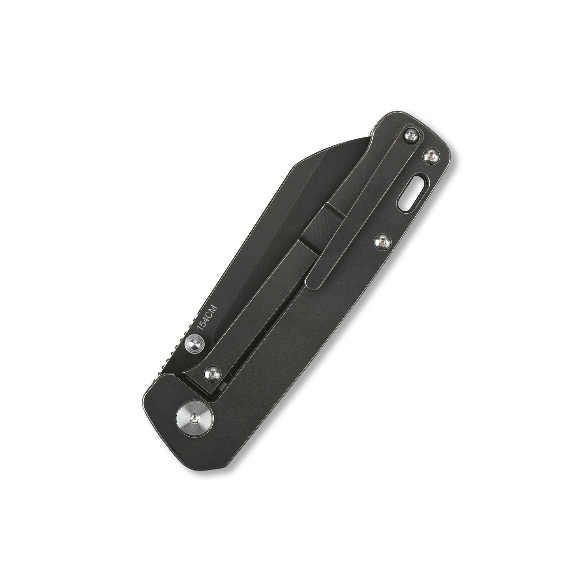 QSP Penguin Frame Lock Pocket Knife - 154CM Stainless Steel Blade, Black Stonewashed Titanium Handle - EDC, Outdoor, Camping & Everyday Carry Knife