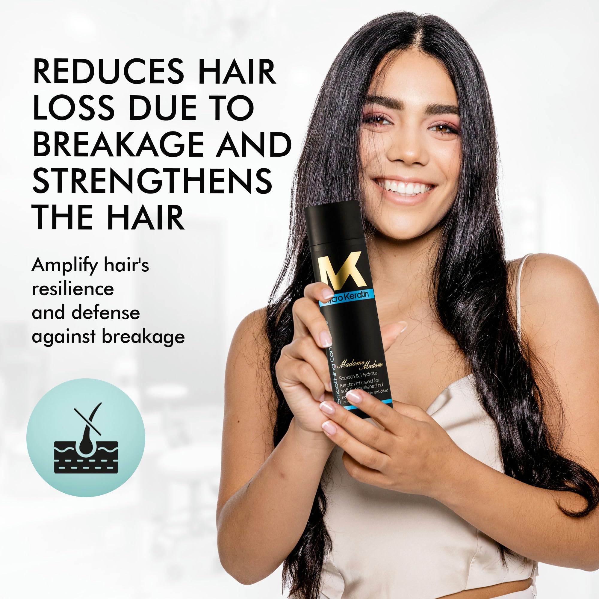 Mycro Keratin Deep Moisturizing Conditioner for Thick Hair - Frizz Control & Hair Loss Prevention with Argan Oil & Vitamins (33.8 Fl Oz) - Salon Quality Treatment for Dry, Damaged & Curly Hair