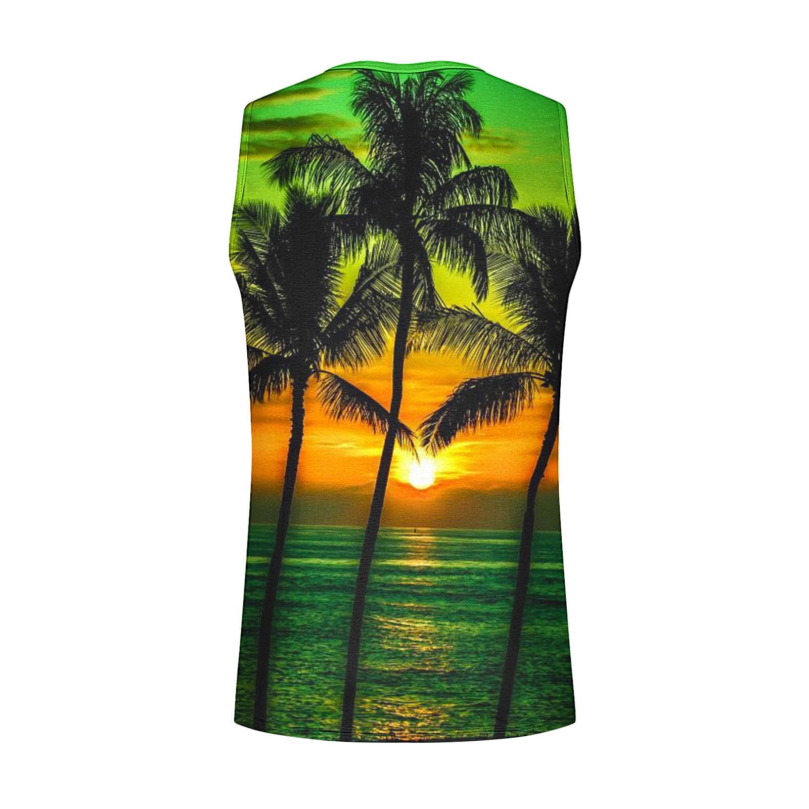 Wodceeke Men's Summer Tank Tops - Sleeveless Beach Shirts, Hawaiian Graphic T-Shirts for Gym Workout & Athletic Wear | Casual Streetwear, Vacation Style & Sports Undershirts