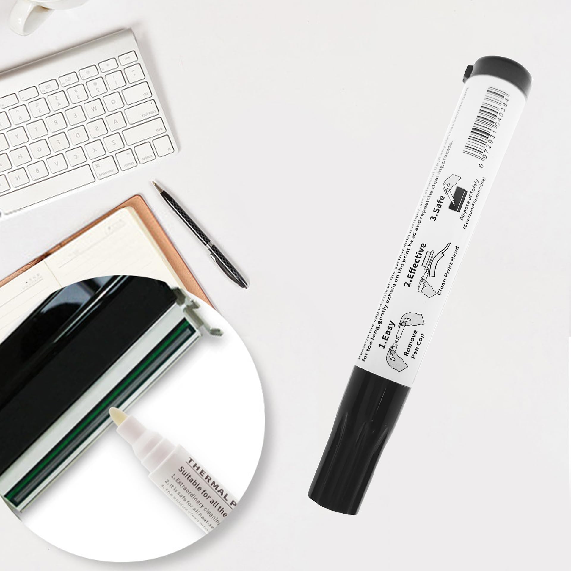 OhMill 5-Pack Thermal Printer Cleaning Pen Kit - Printer Head Cleaner for POS, ATM, Barcode & Label Printers - Essential Maintenance Tool for Office & Retail Use