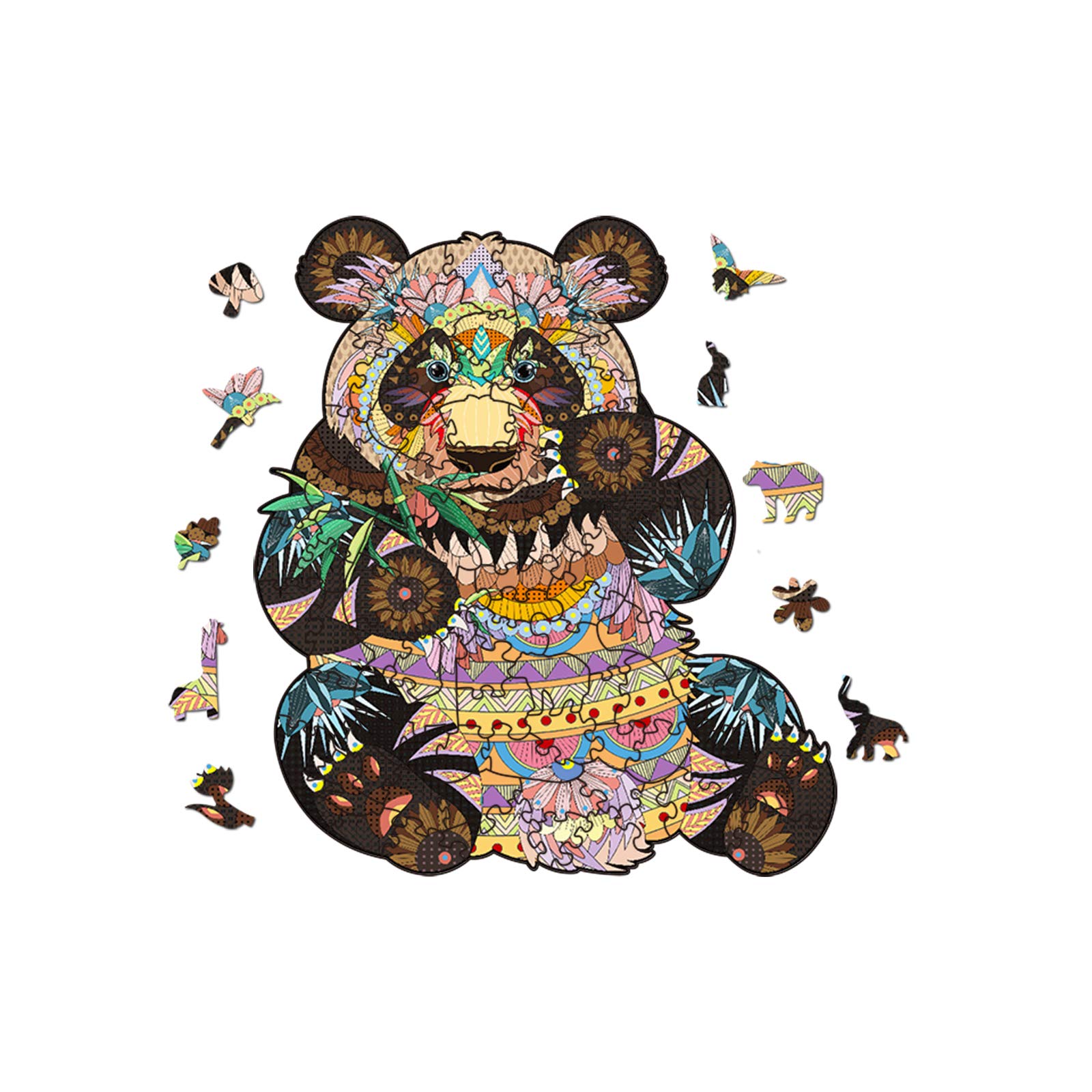 Premium Wooden Jigsaw Puzzle - Unique Panda Shaped Brain Teaser for Kids & Adults | Challenging Educational Toy | Perfect Gift for Birthday, Family Game Night & Stress Relief (Small Size)
