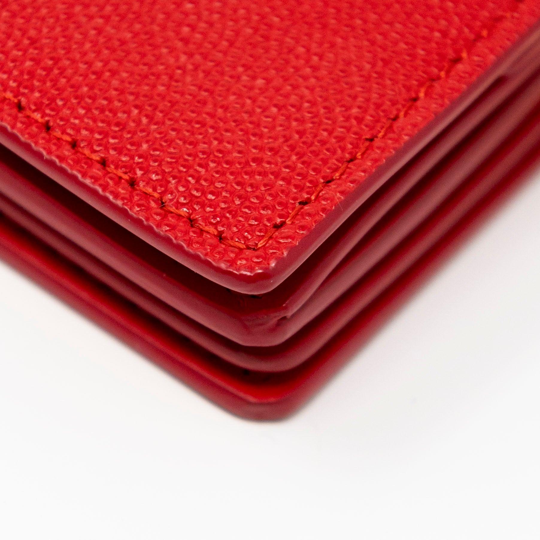 Burberry Red Leather Card Holder with Chain - Stylish & Compact Wallet for Women - Perfect for Parties, Travel & Everyday Use