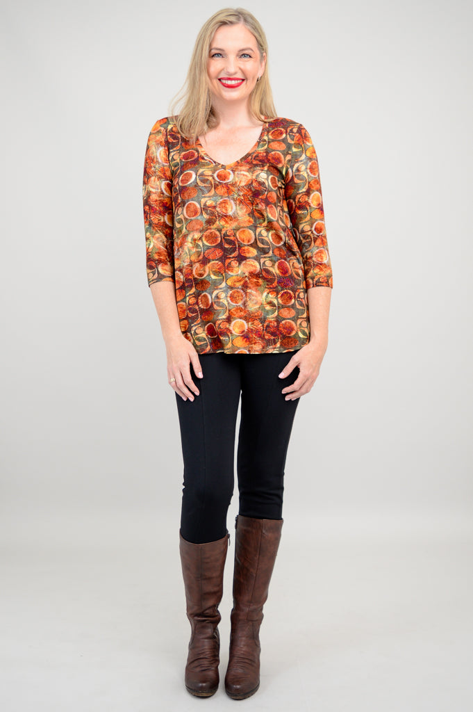 Jackie 3/4 Sleeve Women's Blouse - Walnut Brown Bamboo Fabric - Perfect for Casual Wear & Office Outfits