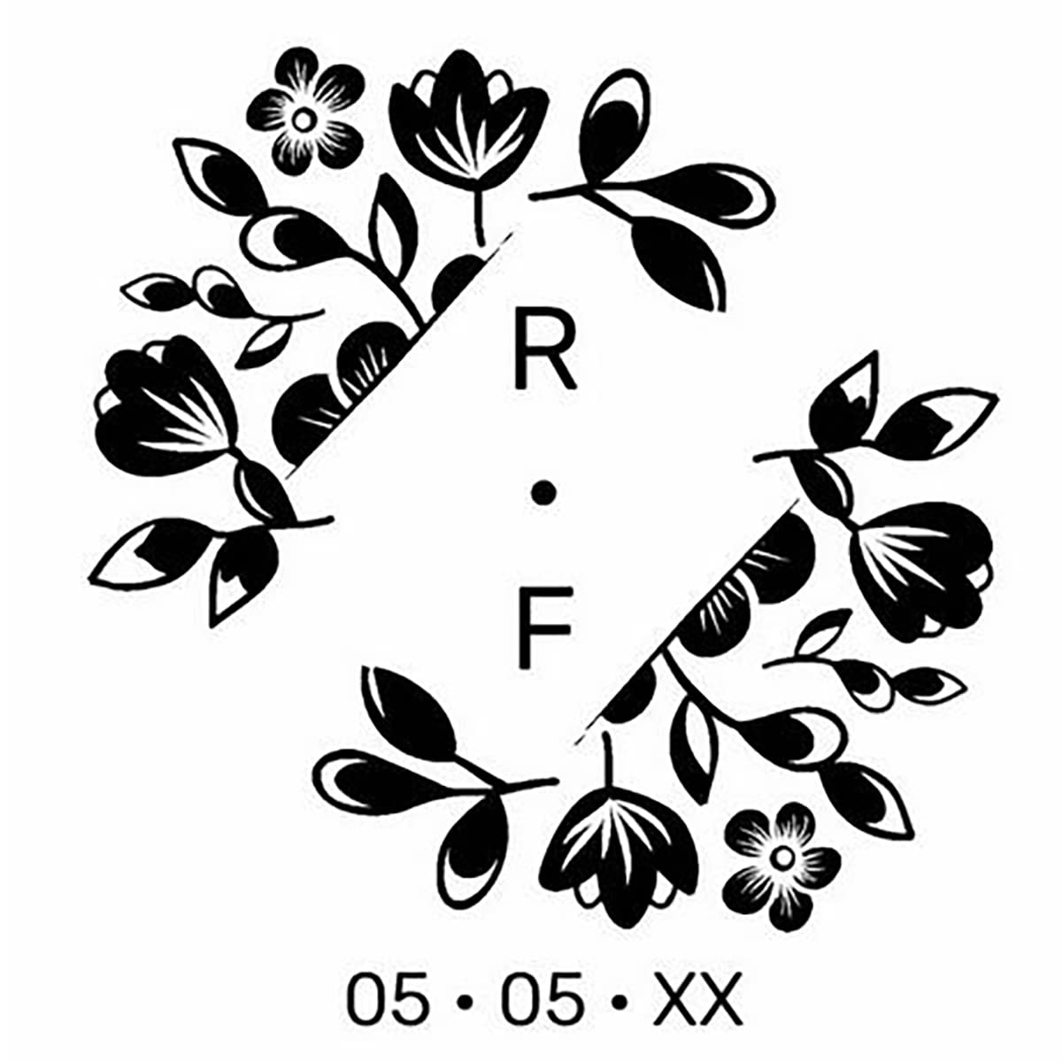 Personalized Wax Seal Stamp Kit - Custom Initials & Date, Diamond Floral Wedding Design for Invitations, Letters, Envelopes & DIY Crafts - Perfect for Weddings, Anniversaries & Special Occasions