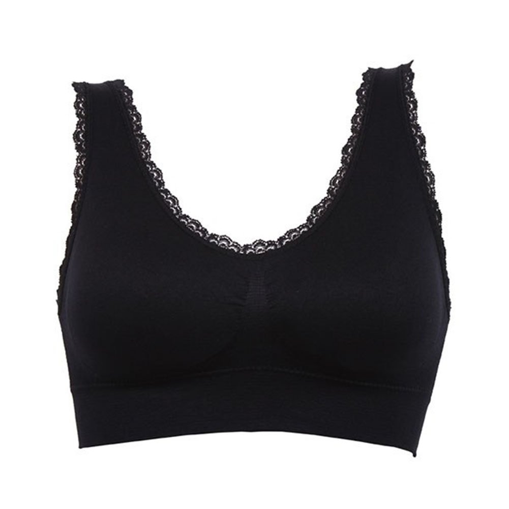 YOLIA Women's Padded Sports Bra - High Impact Workout Top with Push Up Support - Breathable Fitness Crop Vest for Running, Yoga & Gym - Black