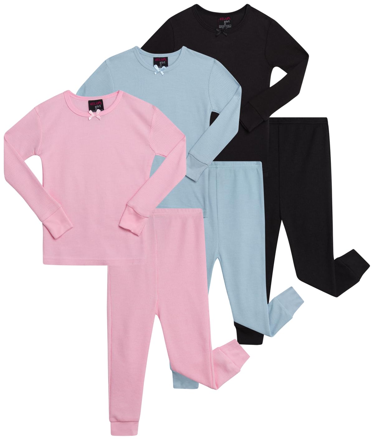 Baby Girls' Thermal Underwear Set - 6 Piece Waffle Knit Top & Long Johns (12M-4T) | Warm Winter Base Layer for Toddlers & Infants | Perfect for Cold Weather Play & Outdoor Activities