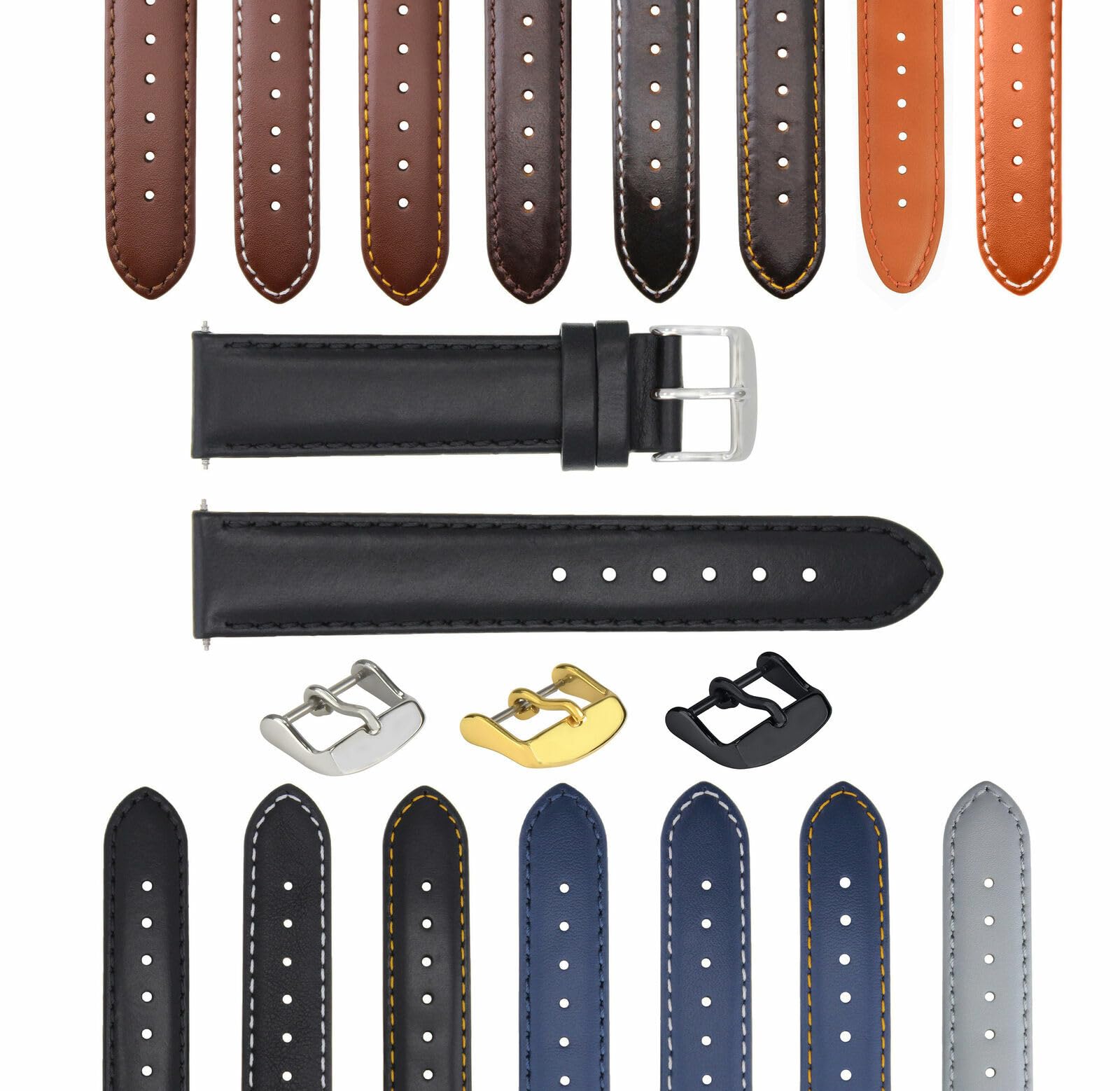 19mm/20mm Genuine Leather Watch Band Strap - Smooth & Durable Replacement for Rolex Date & Datejust Watches - Perfect for Business, Casual & Formal Occasions