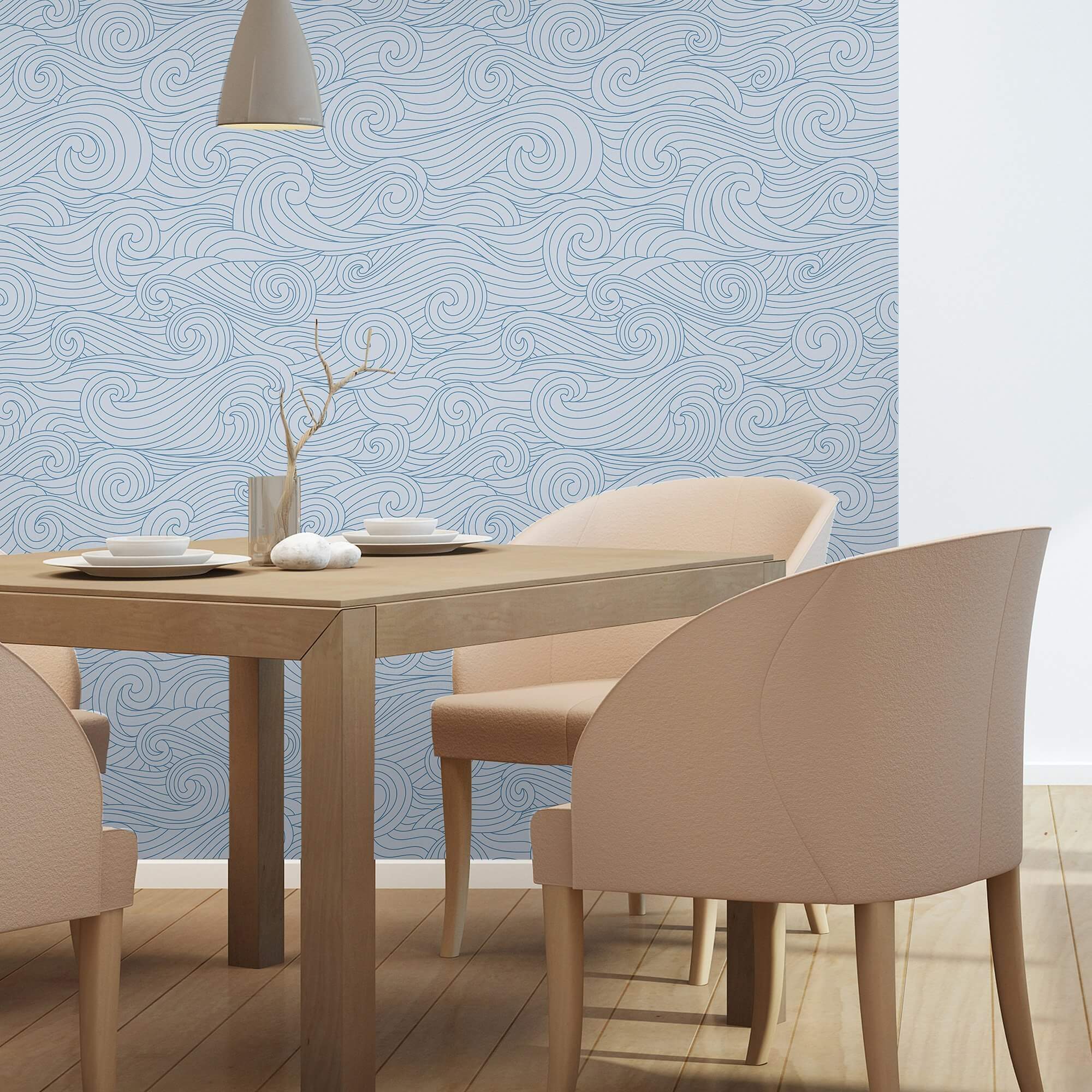 Blue Nautical Peel and Stick Removable Wallpaper - Self-Adhesive Decorative Wall Mural for Bedroom, Nursery, Living Room & Office Decor