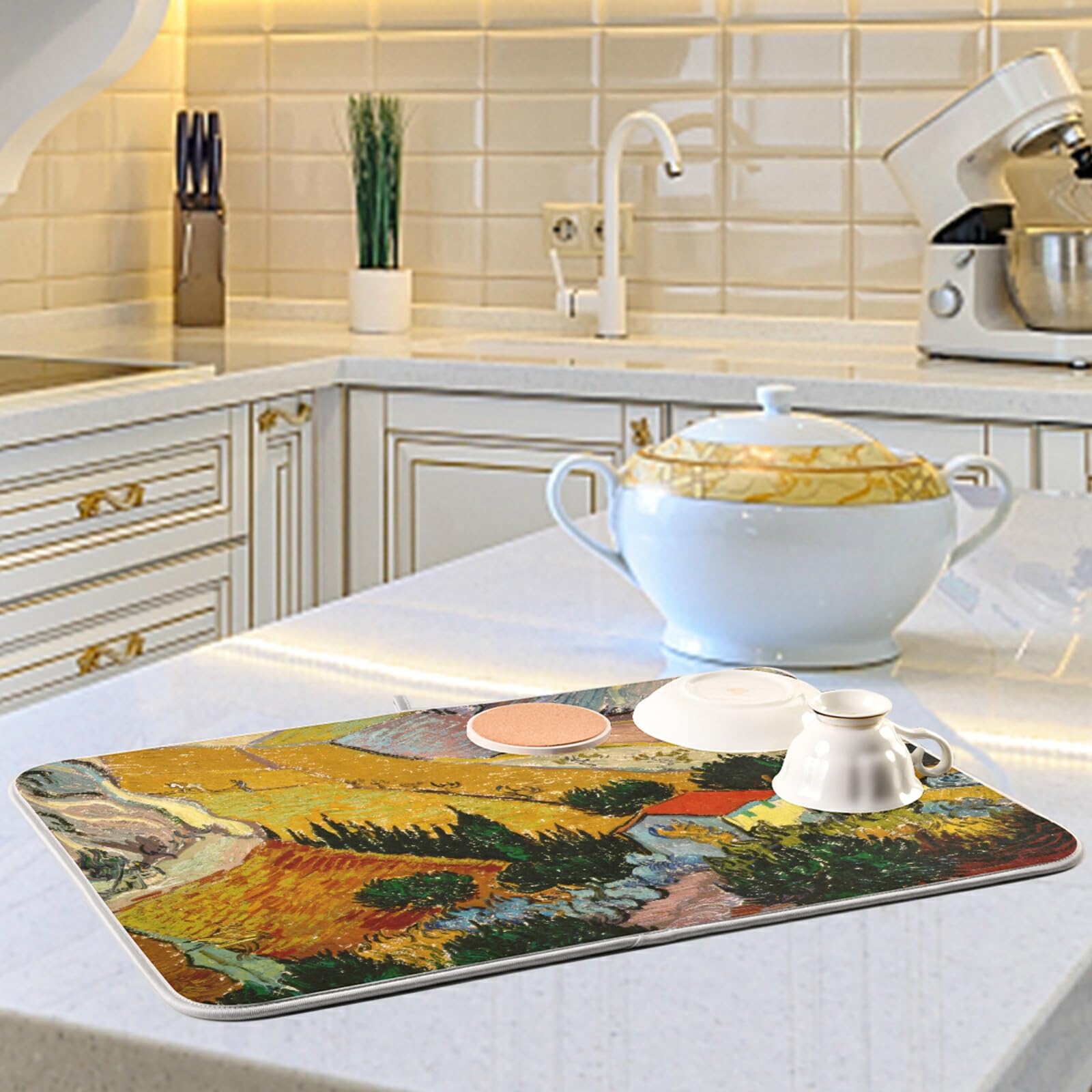 **Premium Microfiber Dish Drying Mat - 18x24 Inch Absorbent, Washable Kitchen Counter Mat for Dishes, Utensils & Cookware - Perfect for Countertops, Sinks & Dish Racks**