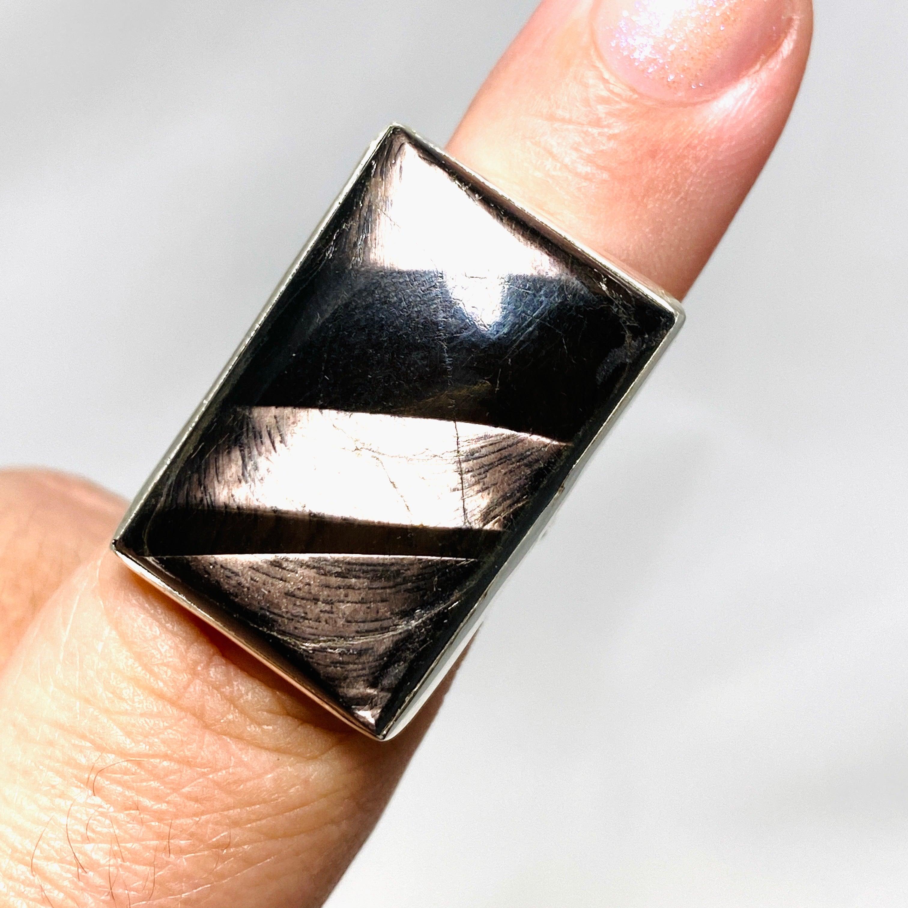 Hypersthene Rectangle Split Band Ring - Size 7 Sterling Silver Women's Jewelry KRGJ3153 | Elegant Gift for Birthday, Anniversary & Special Occasions