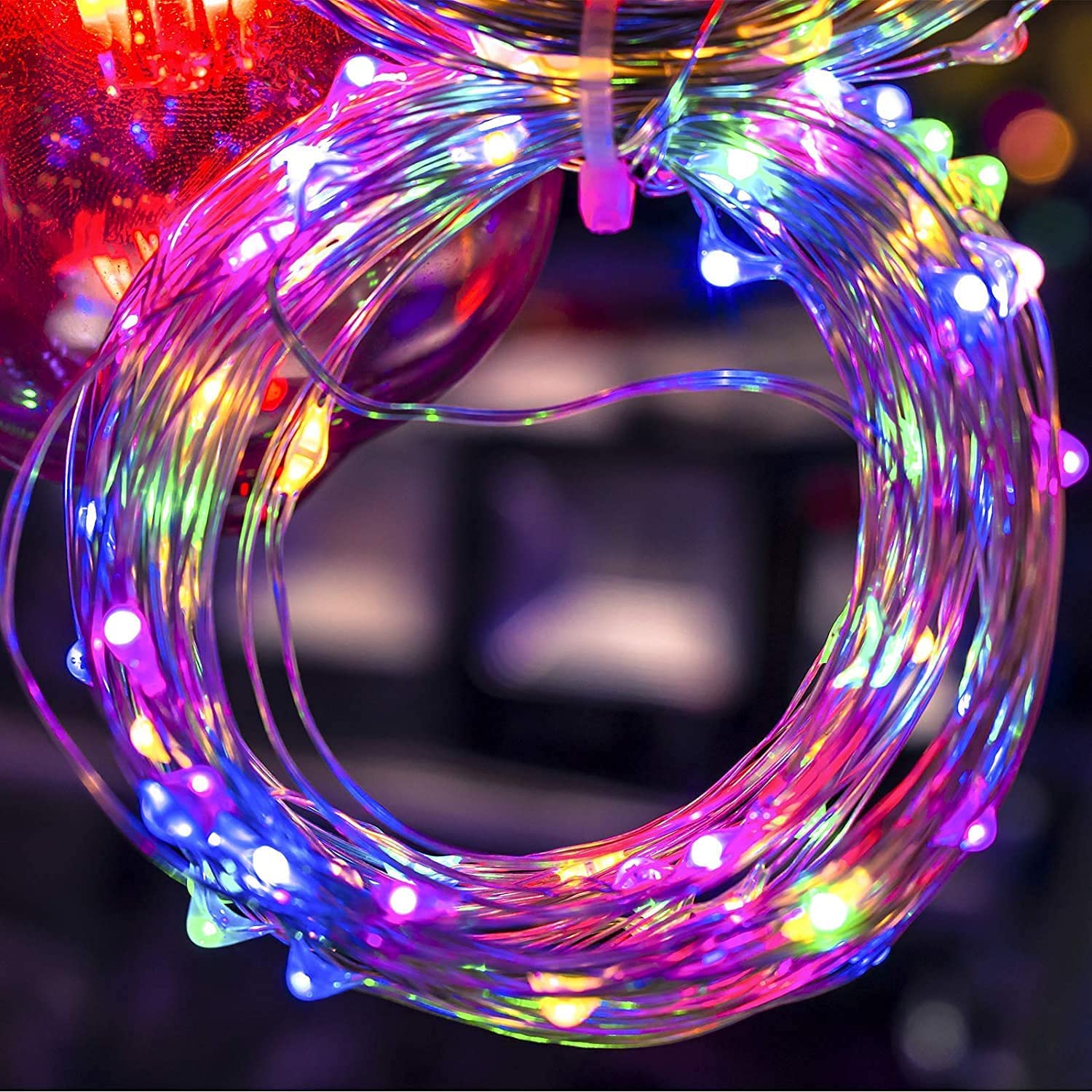 FULLWATT 33ft 100 LED String Lights - Dimmable Outdoor/Indoor Fairy Lights with Remote Control, Waterproof for Patio, Garden, Wedding, Party & Home Decoration