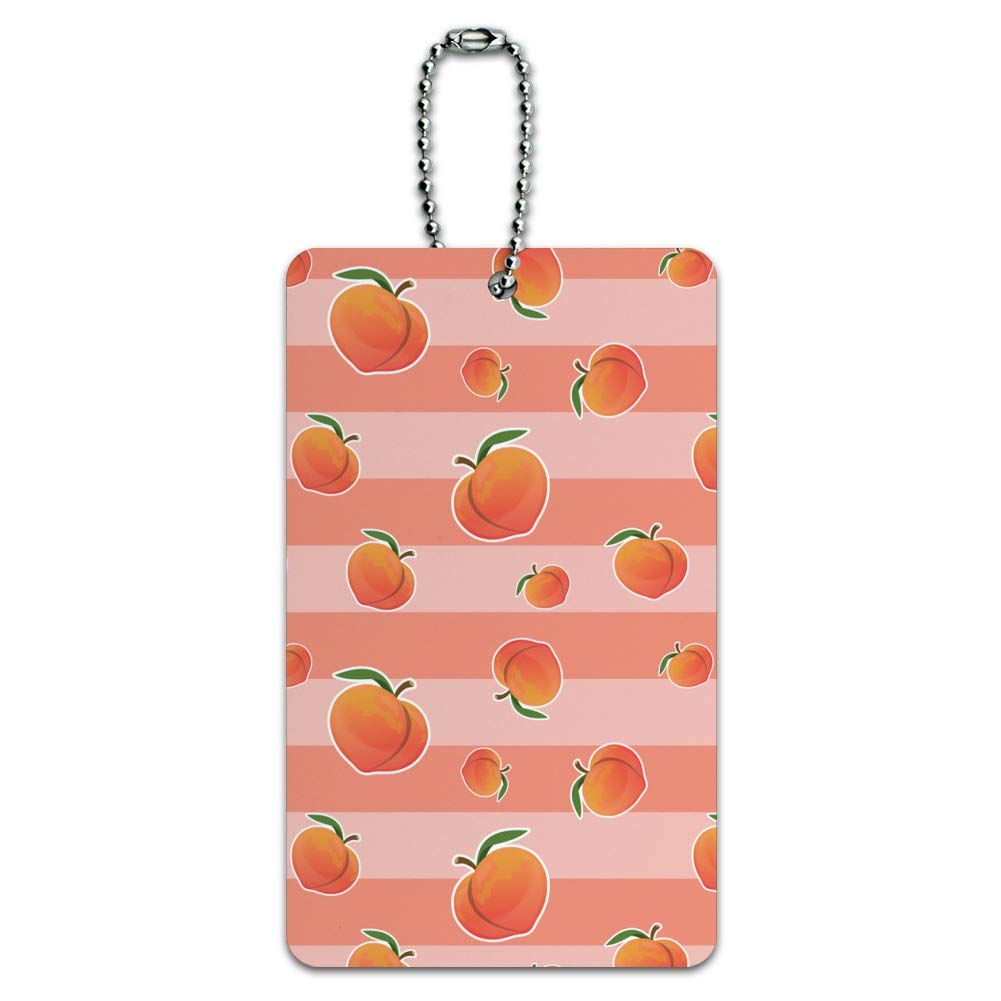 Stylish Peaches and Stripes Pattern Luggage Tag - Durable Suitcase ID Card Holder for Carry-On Bags - Perfect for Travel, Business Trips & Vacation Identification